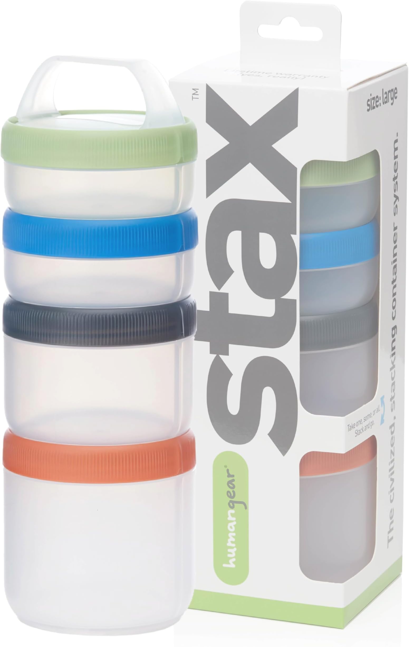 Stax Modular Storage System - Food-Safe 4-Piece Stacking Container with Click-Handle