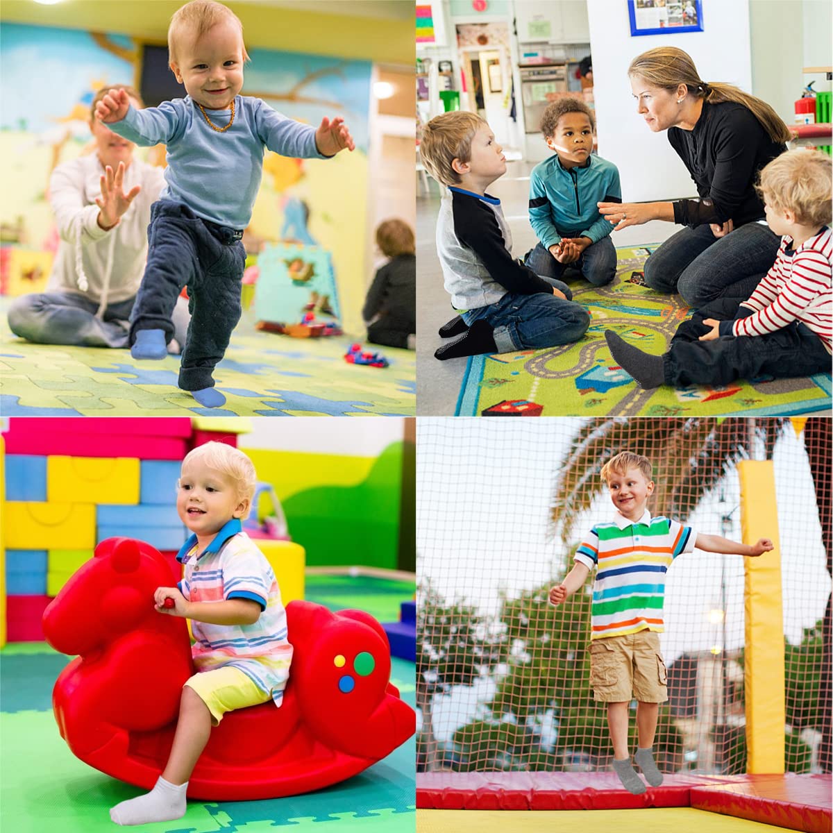 GRPSKCOS Non Slip Toddler Baby Socks 12 Pairs Anti Skid Ankle Socks for Girls Boys Grips Sock for 0-7 Years Children