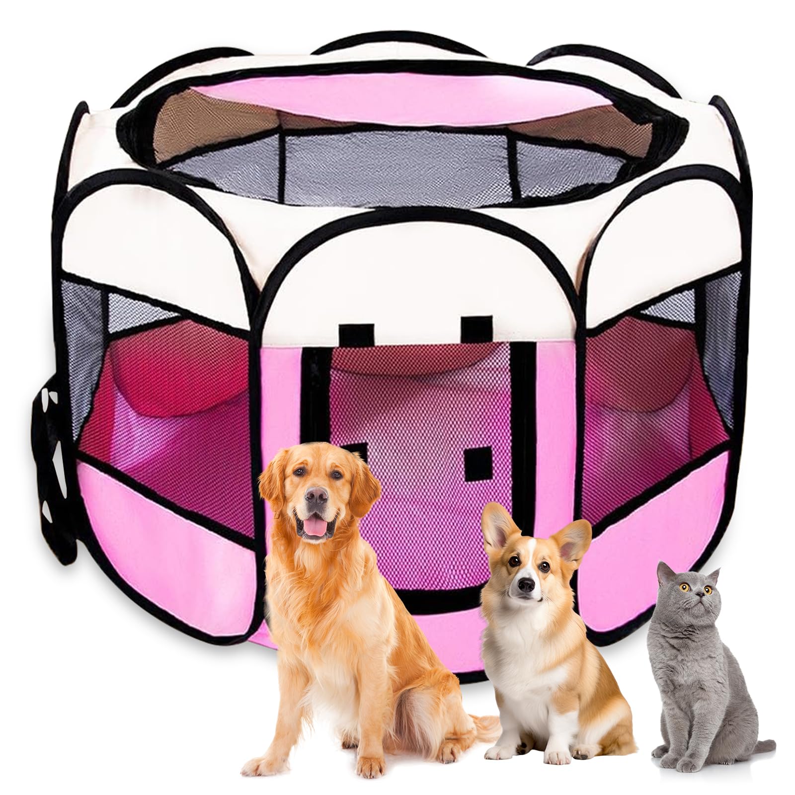Recinto Pieghevole Per Cani E Gatti SOULONG – Box In Tessuto Oxford 600D, Con Cerniera, Portatile Per Interno Ed Esterno, Colore Caffè