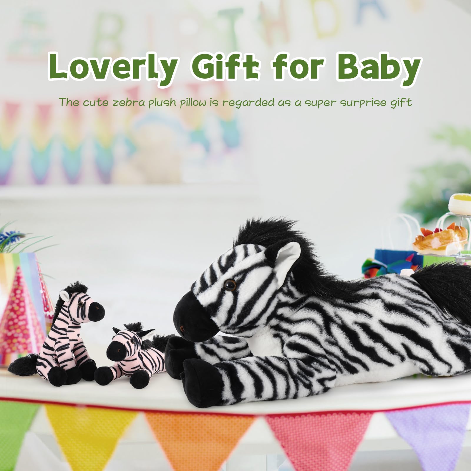 MorisMos Cebra Peluche con Bebe XXL, 64cm Kawaii Caballo Juguetes de Peluche Animales Suave para Niña Niños, Regalo por Niños Cumpleaños Navidad Decoración — view 6