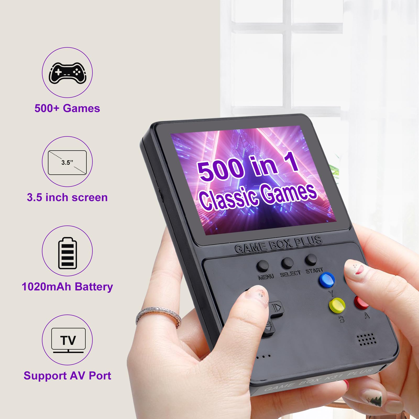 Mini jeux vidéo rétro portables avec 666 jeux FC classiques écran couleur 7,6 cm, anniversaire pour garçons, filles et adultes (S1-Blanc