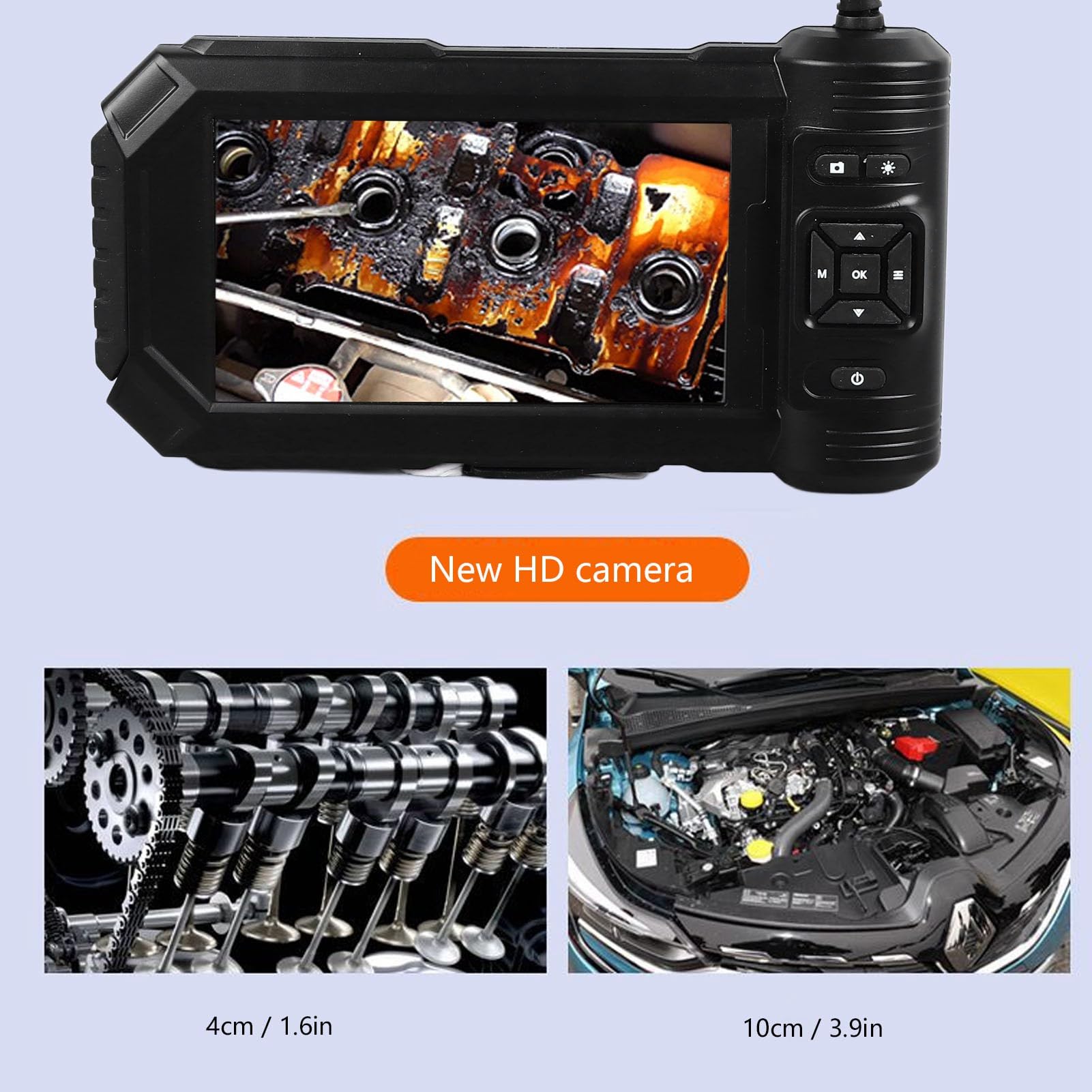 Endoscopio industriale Telecamera di ispezione HD Schermo LCD da 5 pollici Periscopio impermeabile IP67 con scheda di memoria da 32 GB per manutenzione auto Ispezione meccanica (5 m / 16,4 piedi)
