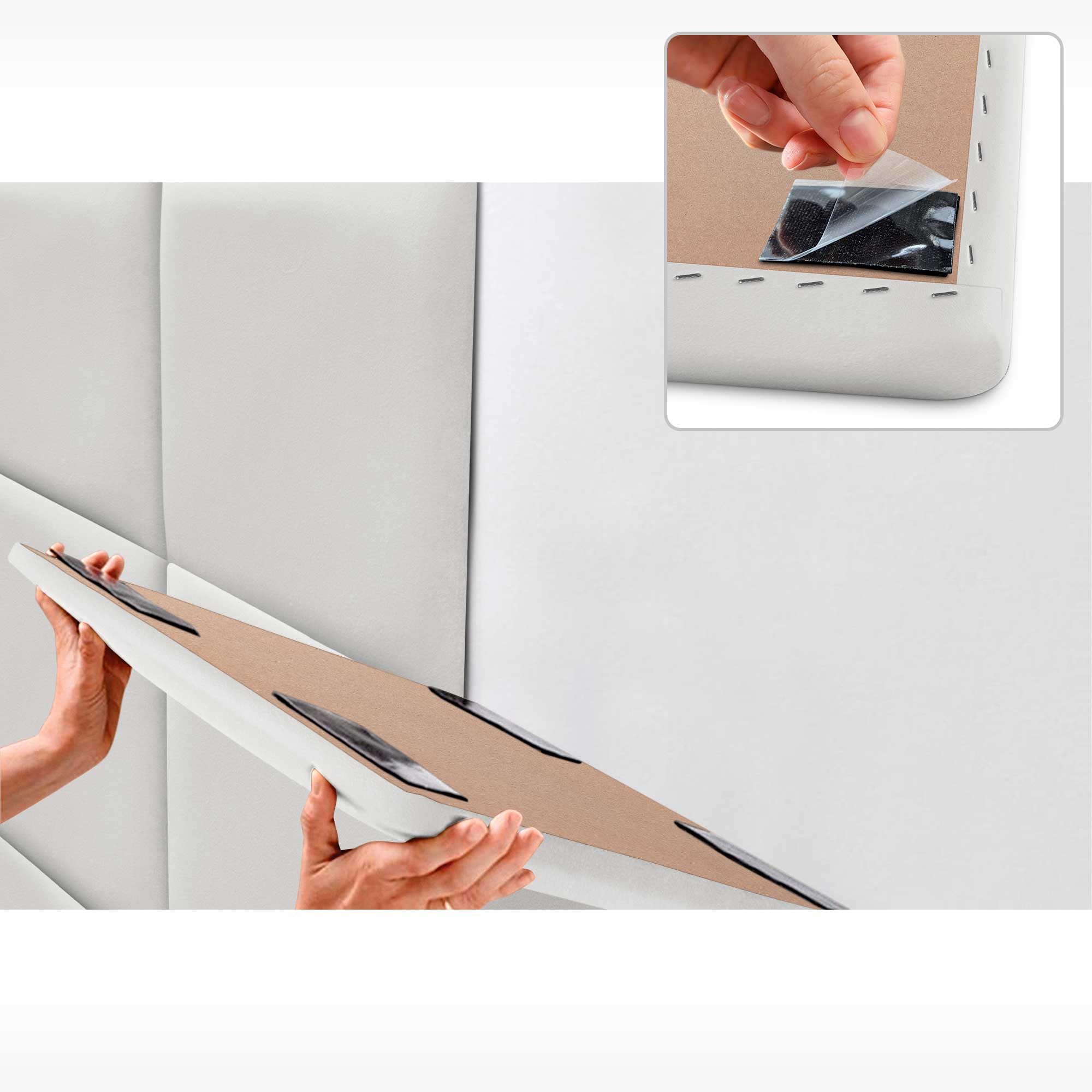 DHOME Testiera Imbottita Composta da Pannelli Autoadesivi Intercambiabili in Velluto Letto Lusso Camera da Letto Imbottita (Bianco, 160cm)