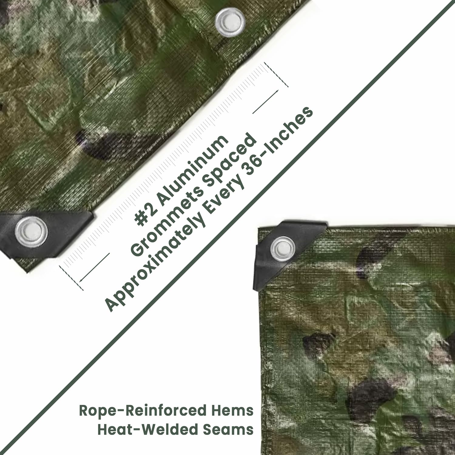 Tarps Now 18x24 ft Heavy Duty Camo Tarpaulin – 8 MIL Waterproof Camouflage Plastic Tarps with Aluminum Grommets, Reinforced Edges & Tear Resistant Cover for Camping, Roofing, Construction, Outdoor Use