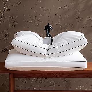 Feather Down Pillows Standard Size Set of 2 Pack, Luxury Hotel Collection Bed Pillows for Sleeping, Fluffy Soft Medium Firm Down Surround Gusseted Pillows for Side Back Stomach Sleepers - Amazon product rated Grade A