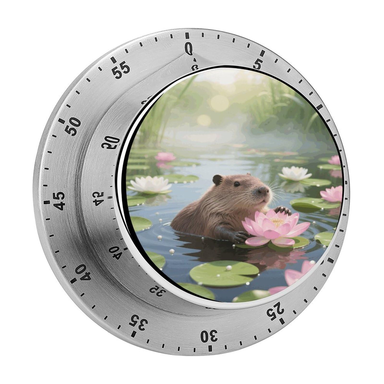 Capybara Timers Kitchen Chef Cooking Timers Portable Countdown Alarm Loud Countdown Clock Waterproof Stainless Steel Timer Compact 60-Minute Mechanical Timer Daily Use