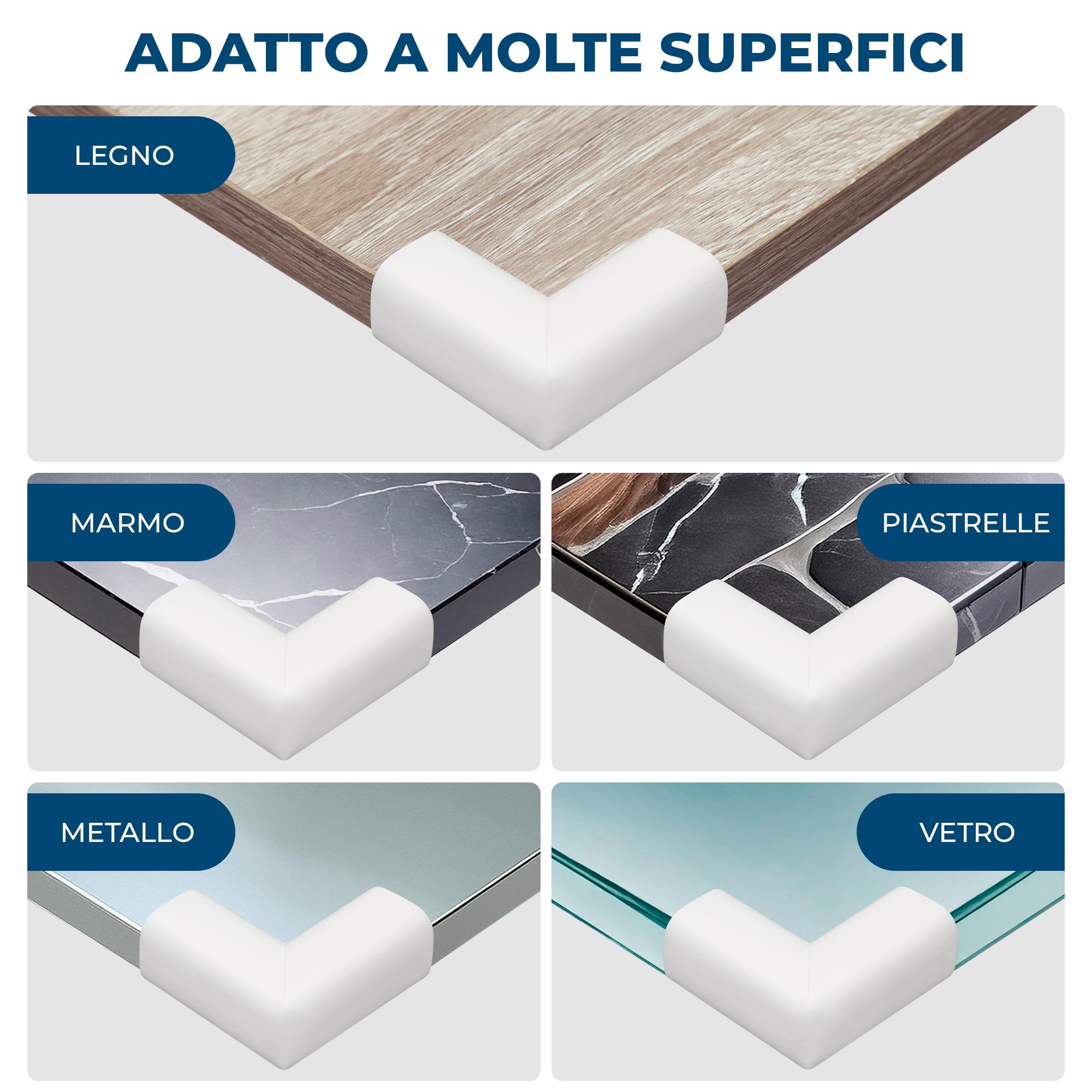 Hoffenbach Paraspigoli Angolari in Gomma per Bambini, Autoadesivi per Mobili, Sicurezza Casa, Bianco