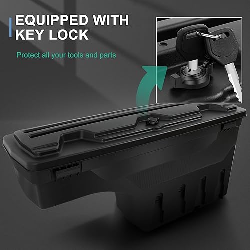 Miniatura 2 de AINTIER Caja de herramientas para caja de camioneta del lado derecho del pasajero, estilo moderno, negro, rectangular, cierre de pestillo, capacidad
