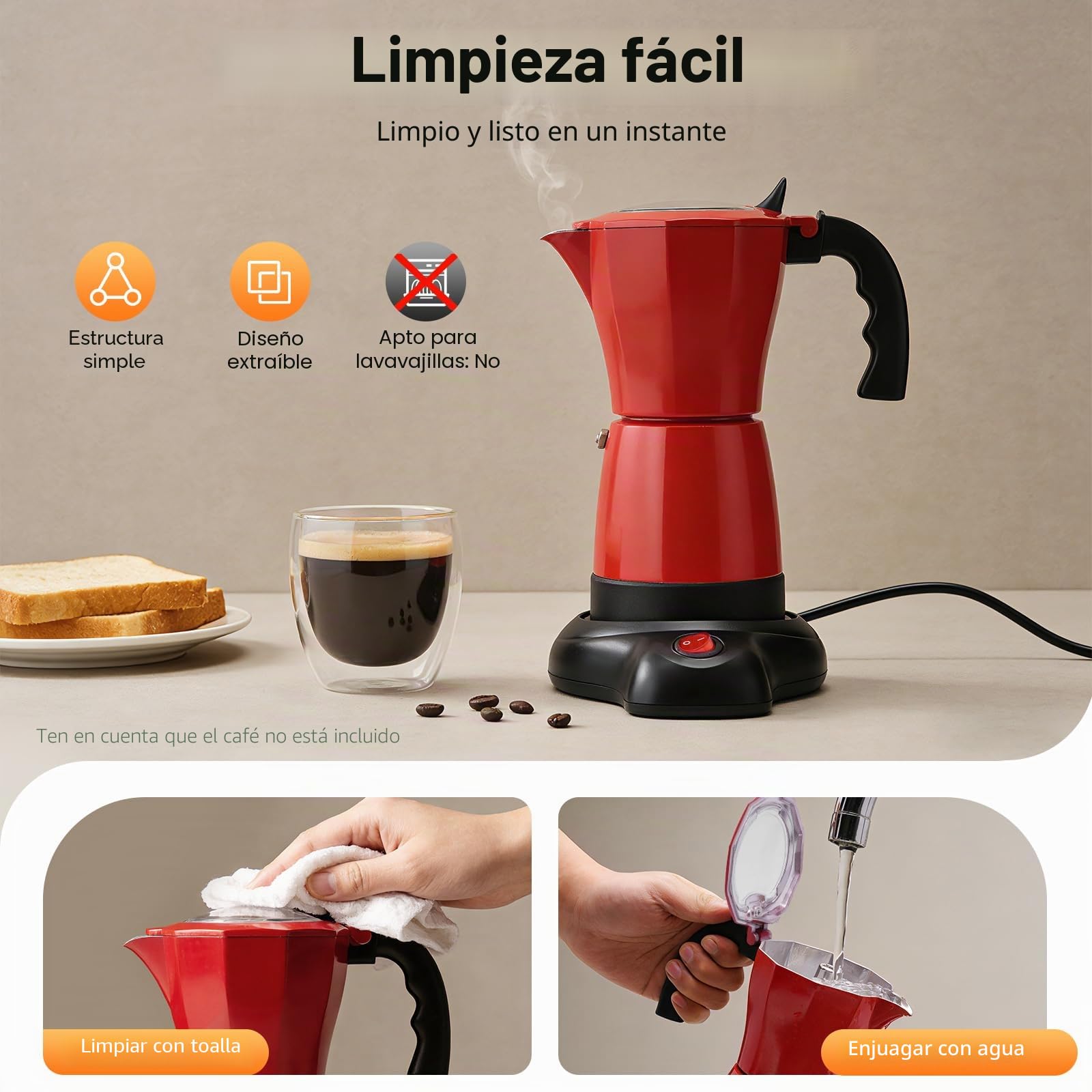 480W Cafetera Italiana 6 Tazas Cafetera para Induccion Cafetera con Base Pequeña Cafeteras Expreso Ofertas Aplicar Casa, Conferencia, Cafetería, DIY Varios Tipos Café Exquisito