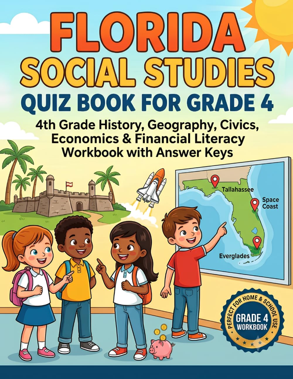 Florida Social Studies Quiz Book for Grade 4: 4th Grade History, Geography, Civics, Economics & Financial Literacy Workbook with Answer Keys