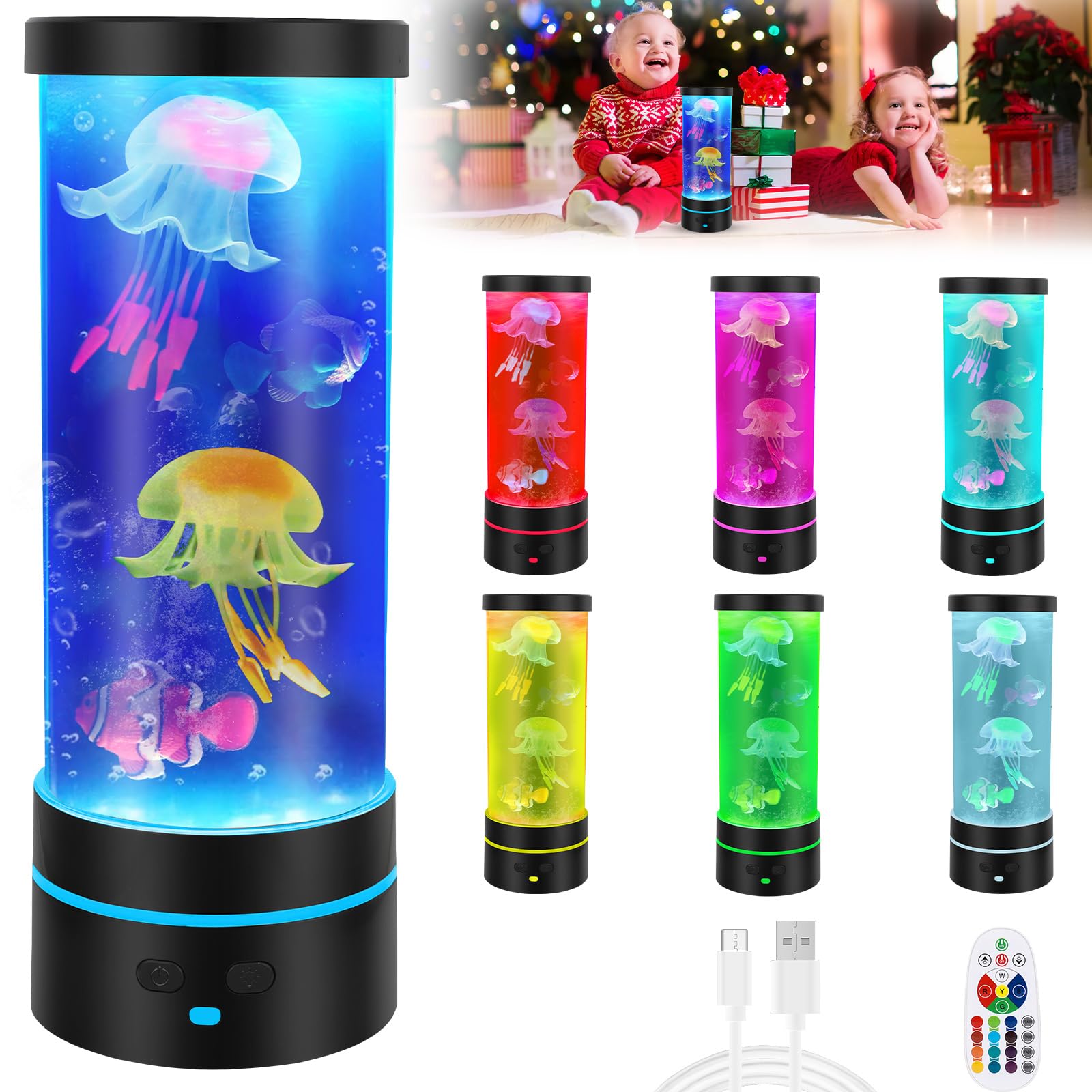 Diealles Shine Lámpara de Medusa, 16 Colores Fantasía LED Lámpara de Medusa con Mando a Distancia, Lámpara de Lava para Regalos Navidad Niños, Decoración de Luz de Ambiente para el Hogar