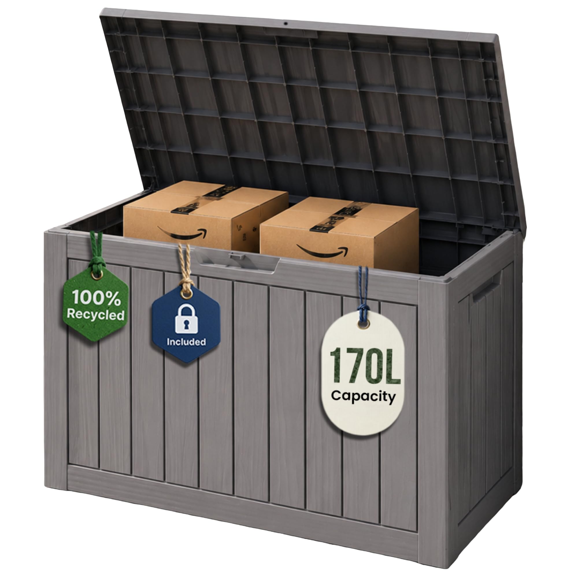 Olsen & Smith 170L Outdoor Parcel Box & Garden Storage Box with Lid