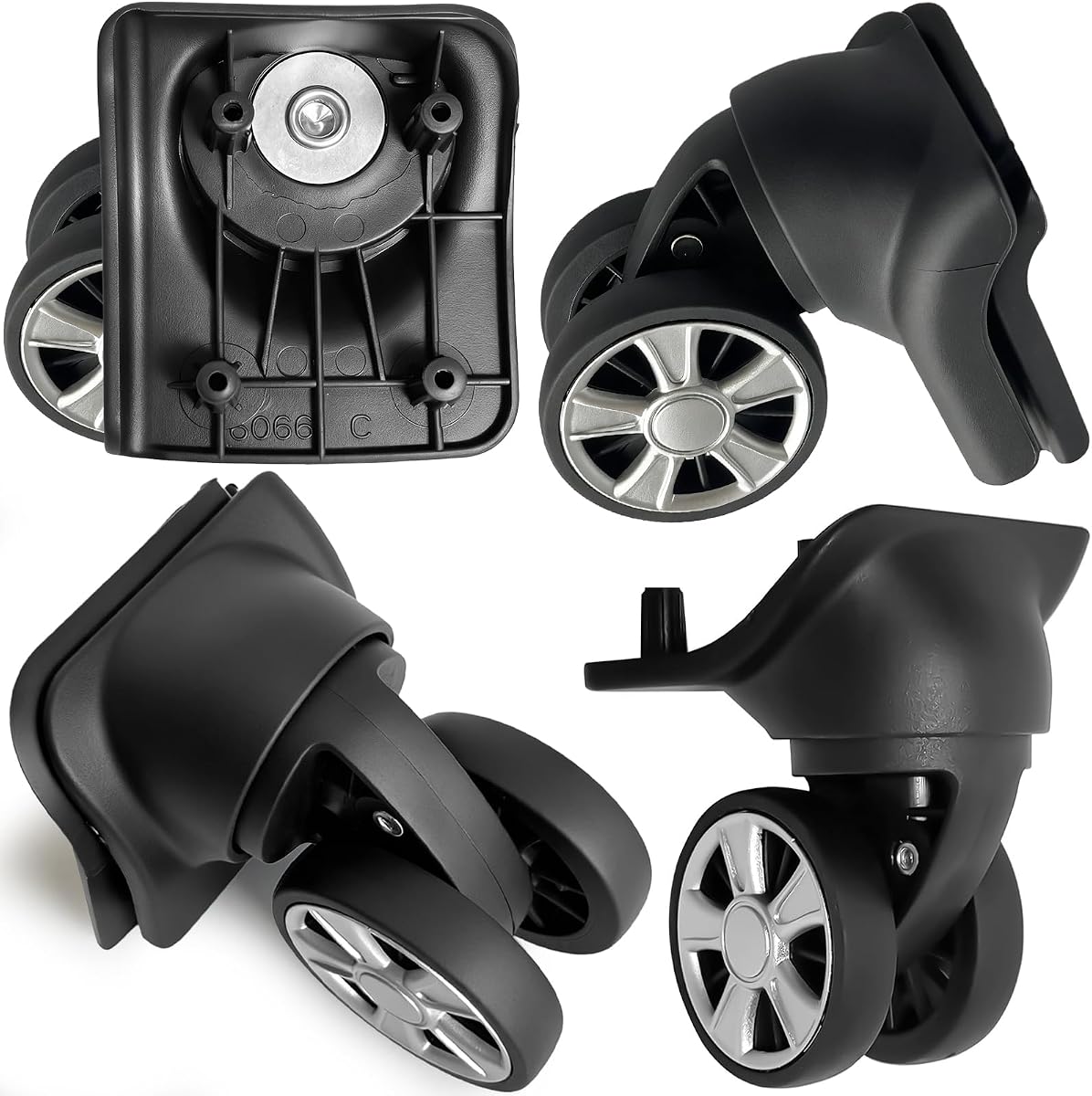 Luggage Wheels Replacement for Suitcase, Duel Spinner Wheels Parts | Roller Suitcase Tourister Travel Trunk Caster Luggage Replacement Kit (Sliver- 4pcs)