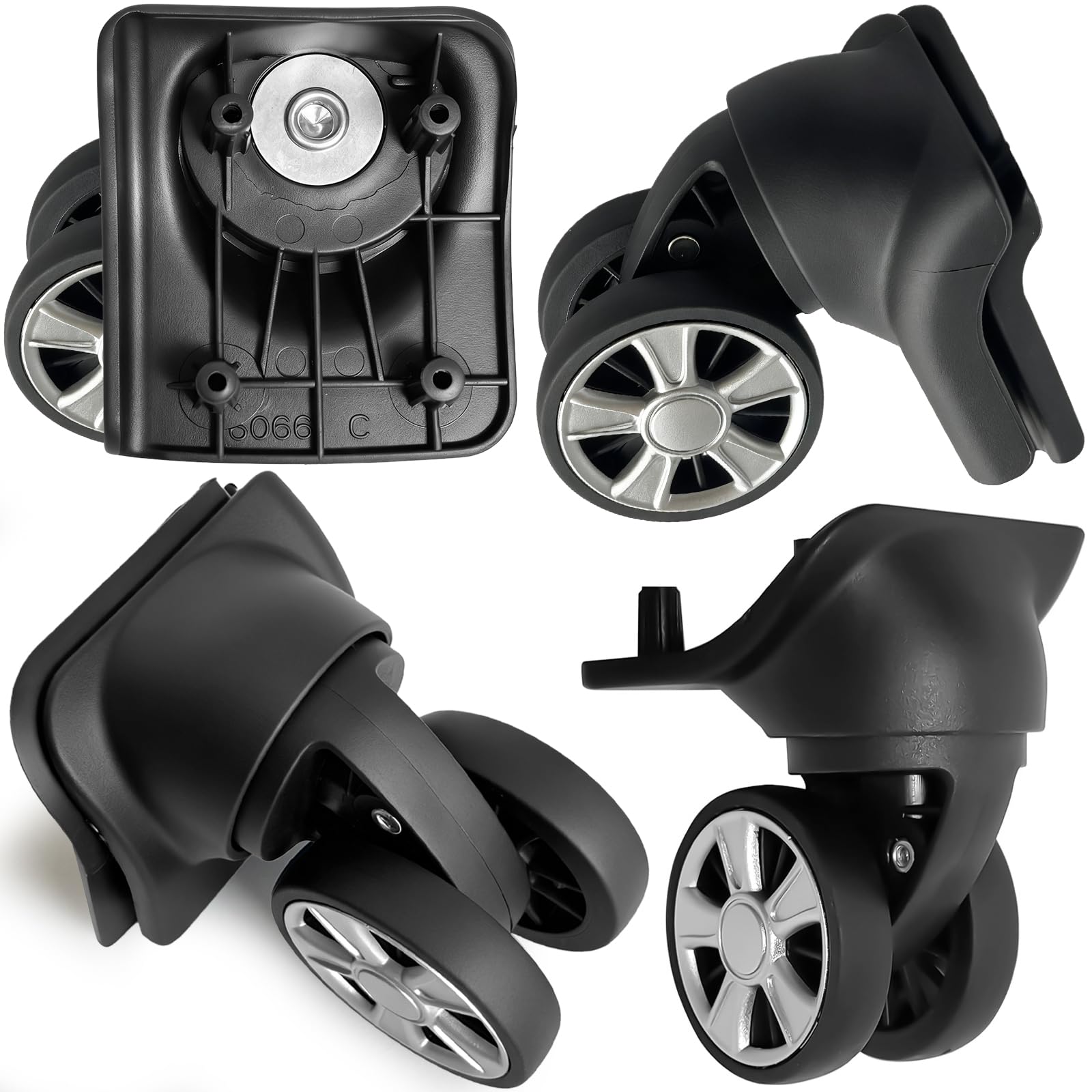 NUOZE Duel Spinner Luggage Wheels Replacement for Suitcase, Wheels Parts Roller Suitcase Tourister Travel Trunk Caster Luggage Replacement Kit (Sliver- 4pcs)