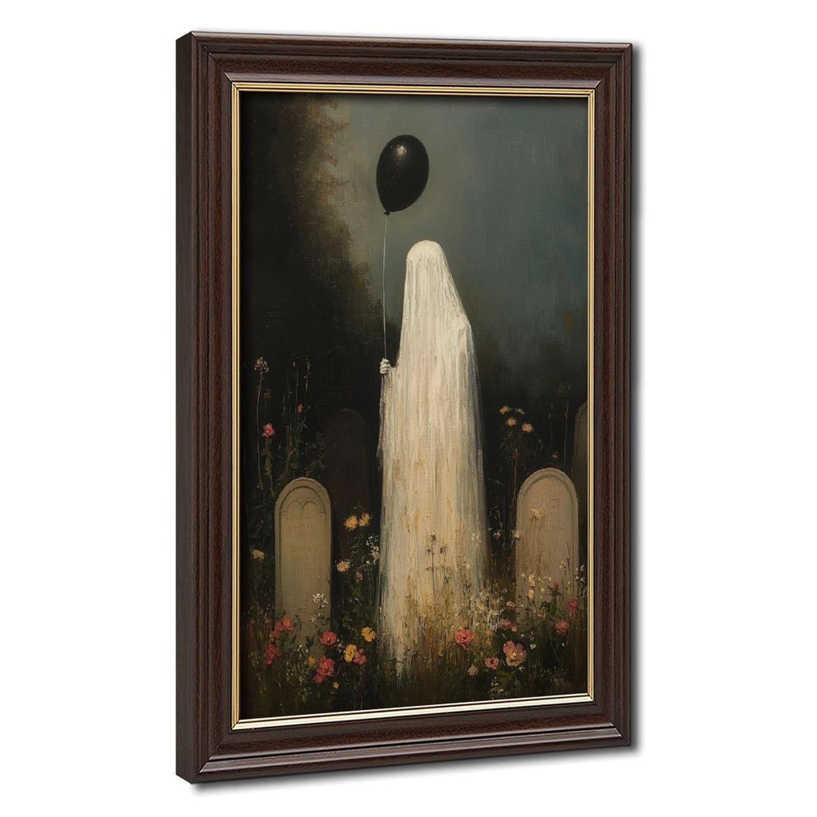 Bareronor Turquoise Gothic Ghost Cemetery Canvas Poster Bedroom Decor Landscape Office Room Decor Gift 24" L X 36" W