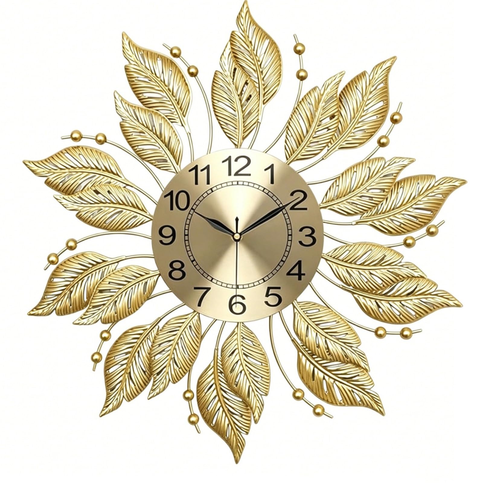 XYUERU Wall Clocks for Living Room, Large Silent Wall Clock, Gold Clock with No Ticking, Scandinavian Design with Sweep Movement, for Home Decor(60 * 60cm)
