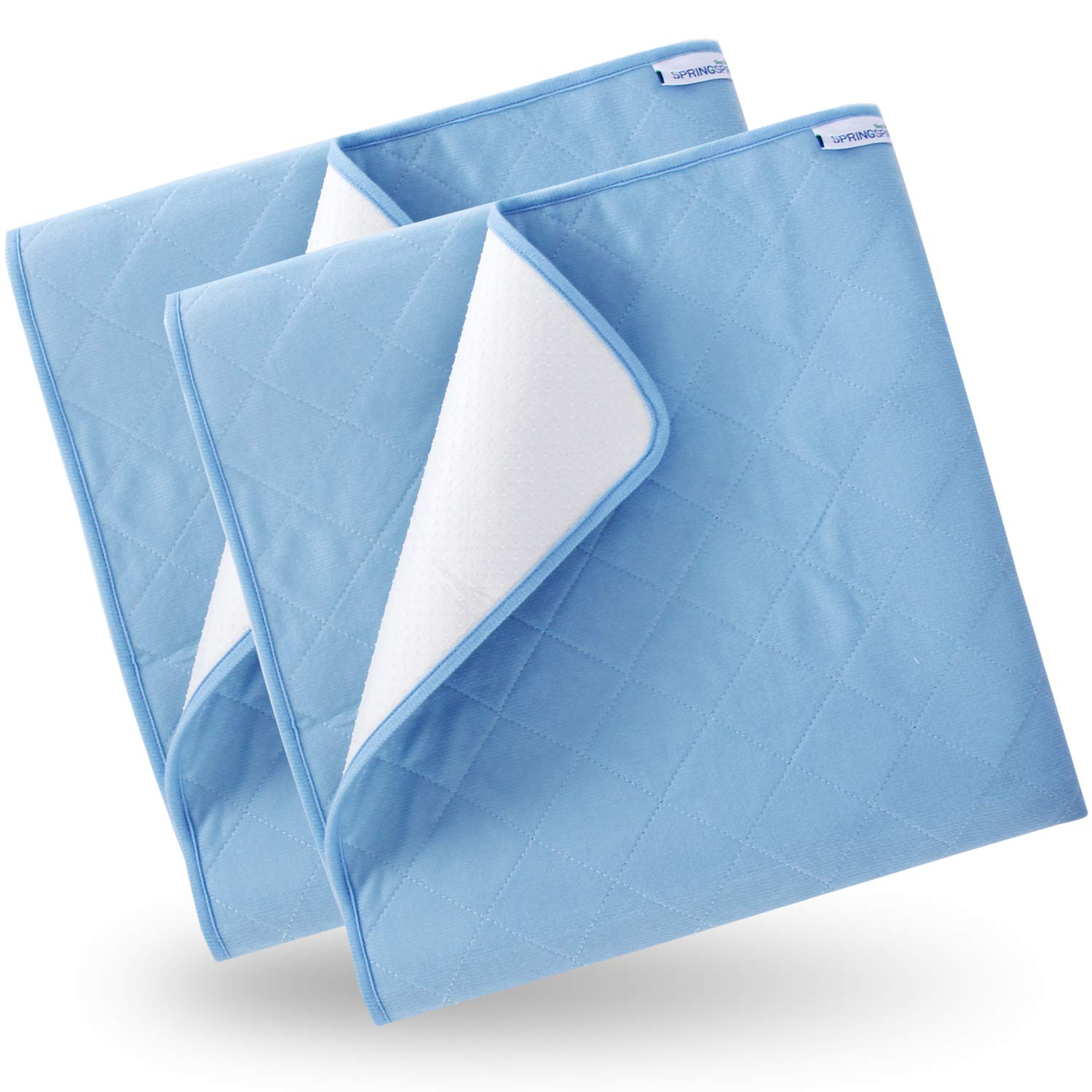 Washable Bed Pads for Incontinence 2 Pack,34'' x 52'', Reusable Waterproof Bed Underpads with Non-Slip Back for Elderly, Kids, Women or Pets, Blue