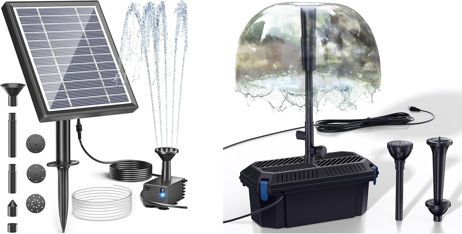 Biling Solar Fountain for Bird Bath, Pond Filter with Water Pump, Pond Fountain Kit for Garden Water Tank Waterfall