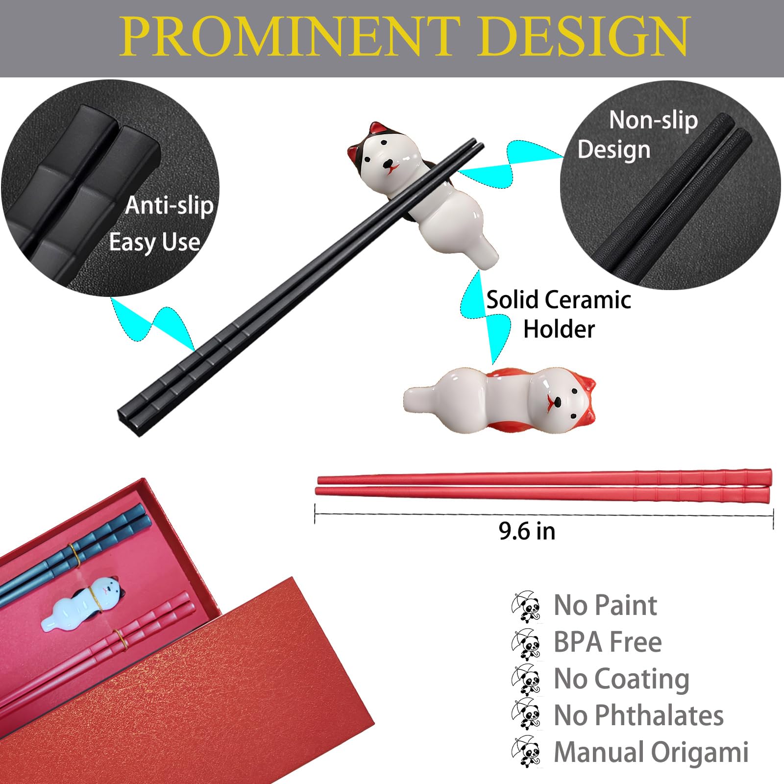 Cute Chopsticks & Rest Gift Set - Dog Design -3