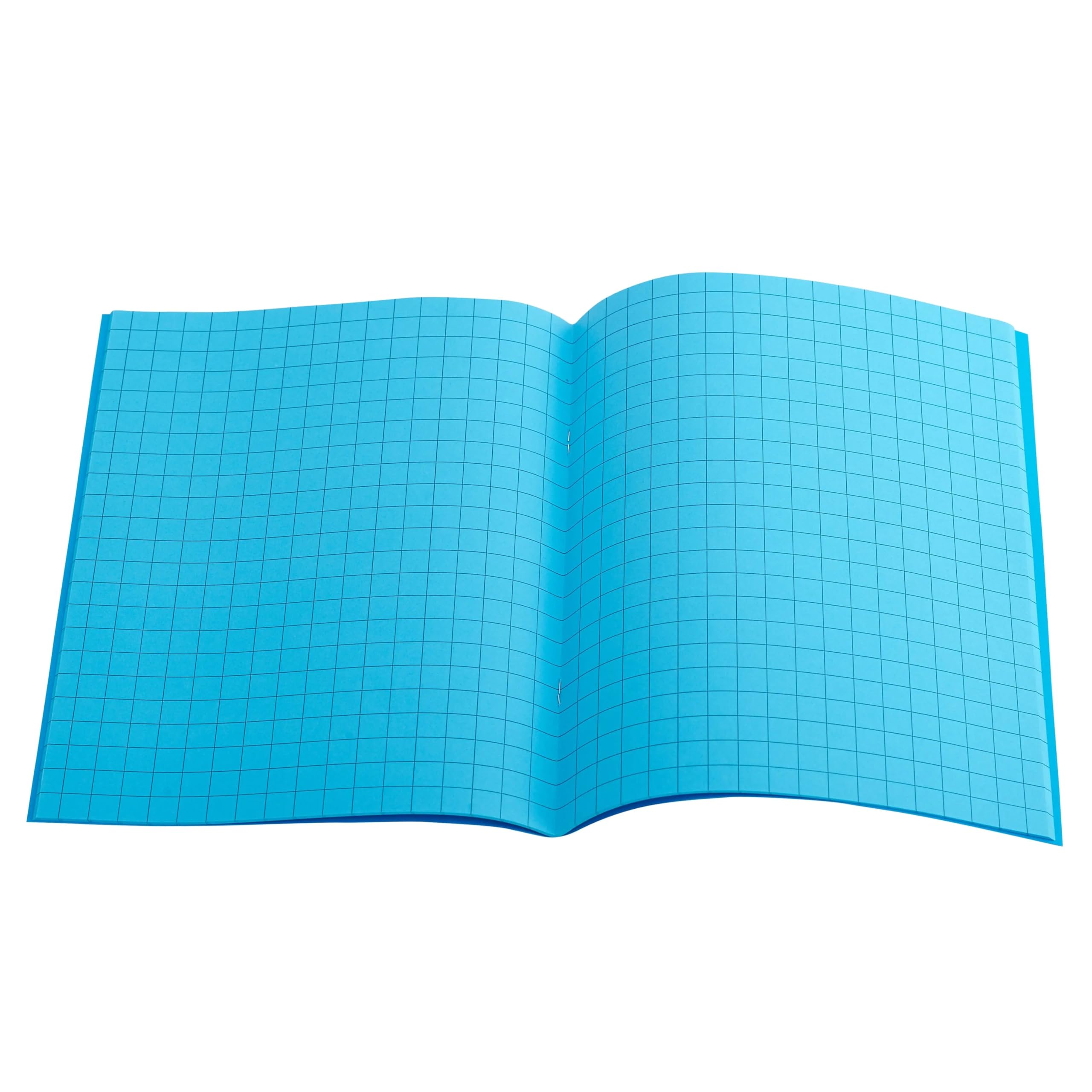 The Dyslexia Shop 9" x 7" - 10mm Squared Coloured Paper Exercise Book Turquoise/Pack of 10