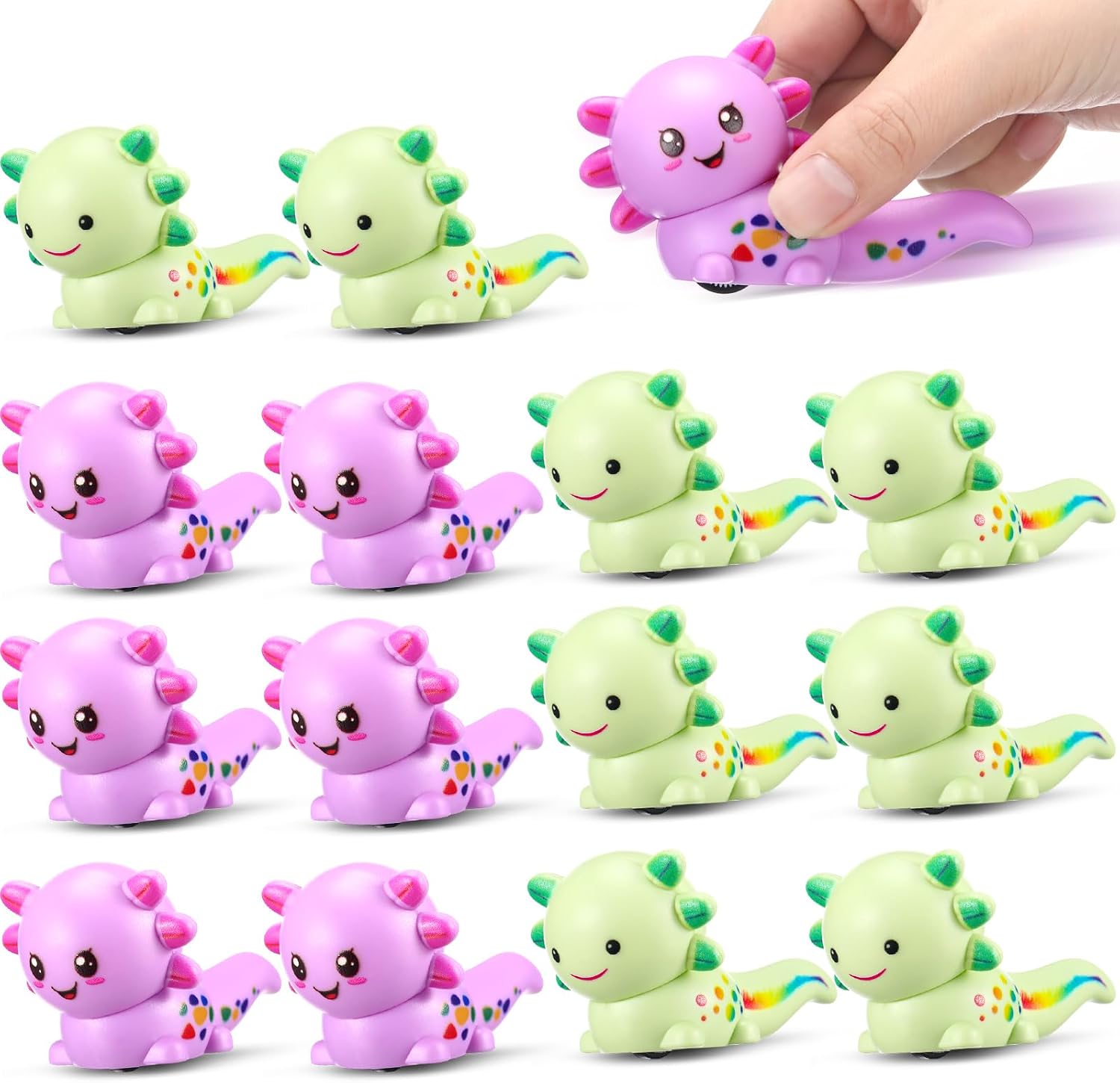Seenelling 24 Pcs Axolotl Toys for Girls Pull Back Cars Axolotl Birthday Party Favors Supplies Birthday Gifts for Baby, Toddler, Kids