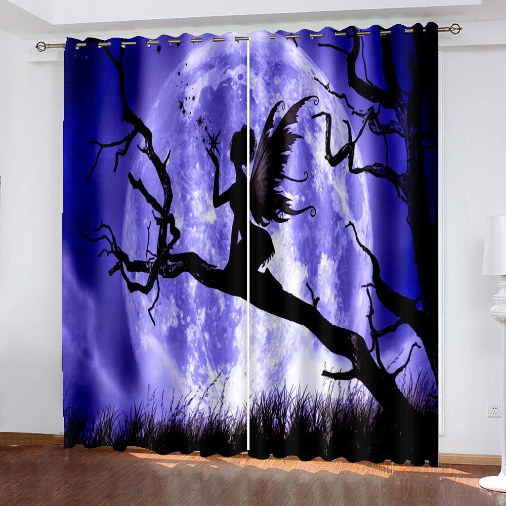 Cortinas Opacas para Salon Moderno - Cortinas Termicas Aislantes con Ollaos - Dormitorio Cocina Decoracion - 3D Ángel De La Luna, 2 Piezas 280 X 260 Cm（An X Al）