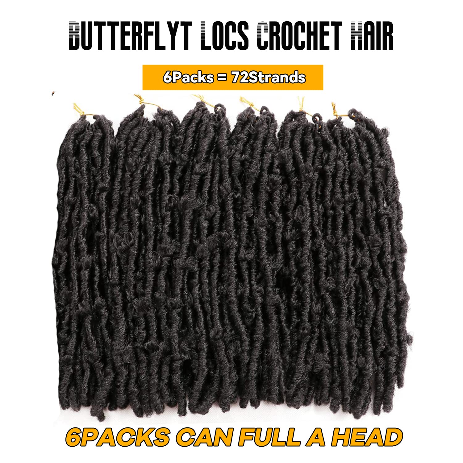 Butterfly Locs Crochet Hair 6 Packs Long Faux Locs Crochet Braids Pre looped Distressed Locs Soft Locs Crochet Dreadlocks Synthetic Hair Extensions (1B# - Image 3