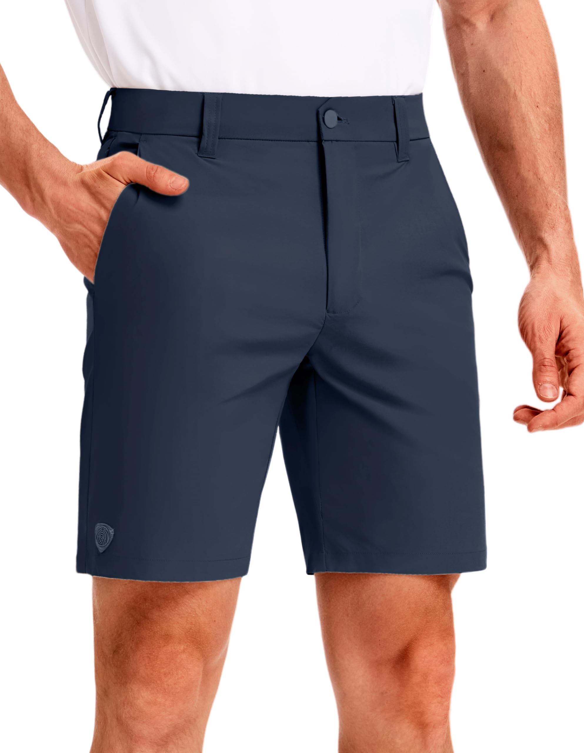 PULI Short de golf pour homme avec entrejambe de 22,9 cm extensible et résistant à l'eau avec 5 poches pour voyage, randonnée, affaires décontractées