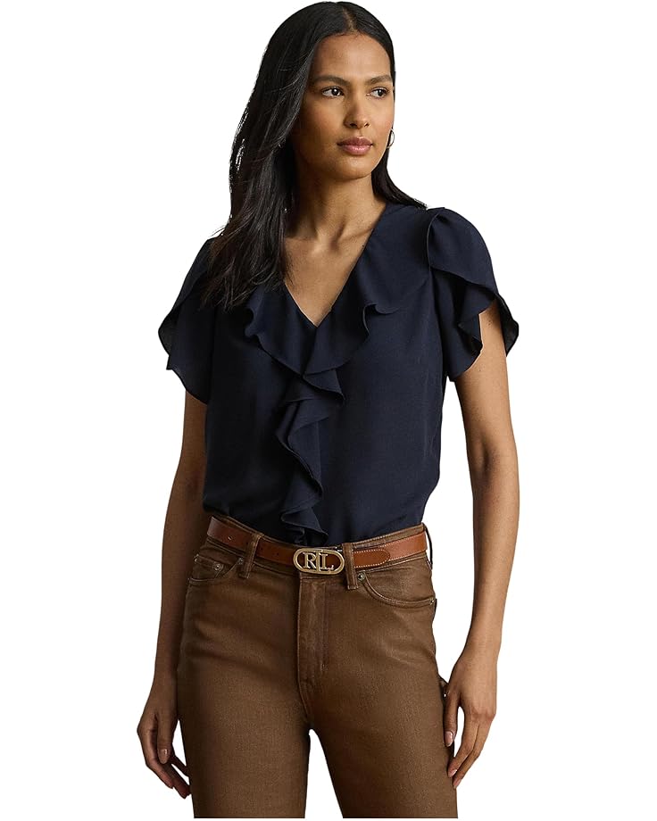 Lauren Ralph Lauren Ruffle-Trim Georgette Blouse - Main View