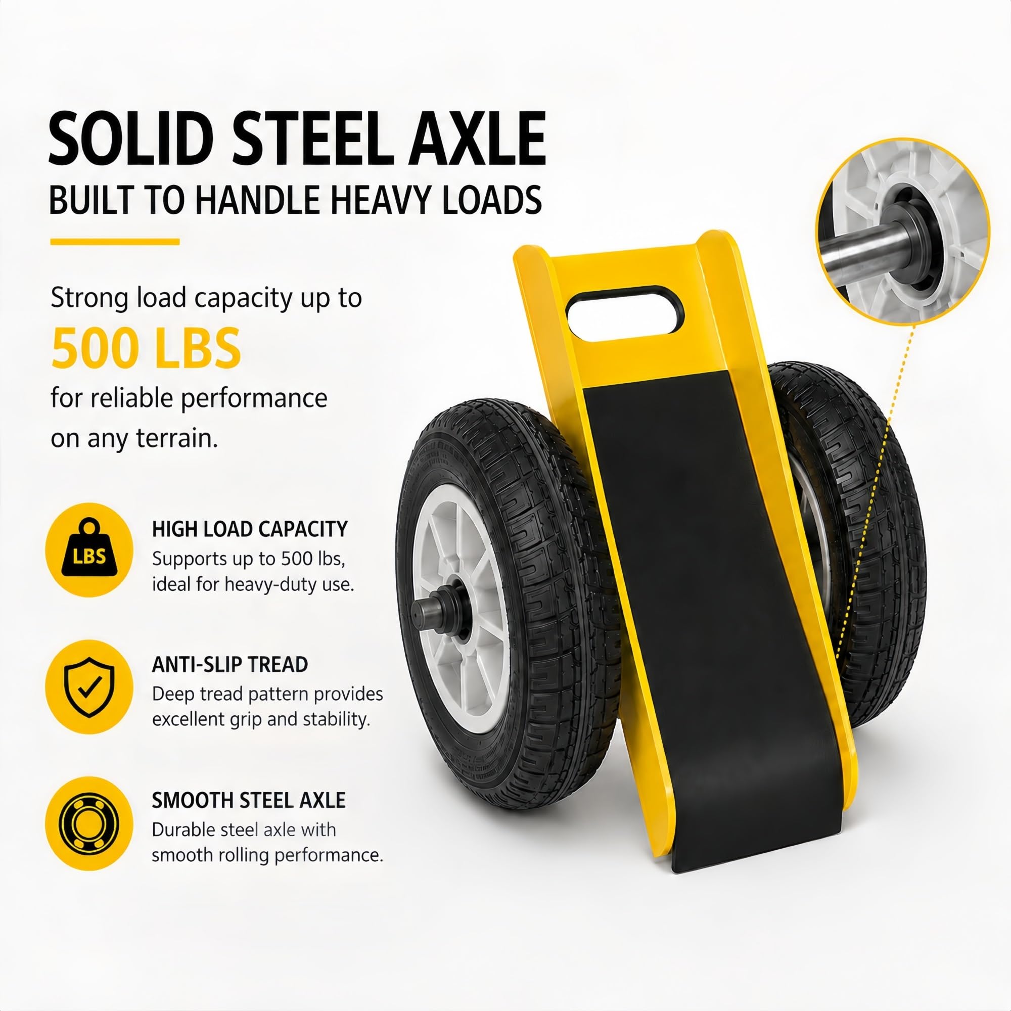 Zweirädriger Plattenwagen for Materialtransport | U-förmige Nut for Platten, Glas, Türen und Stein.(Yellow)