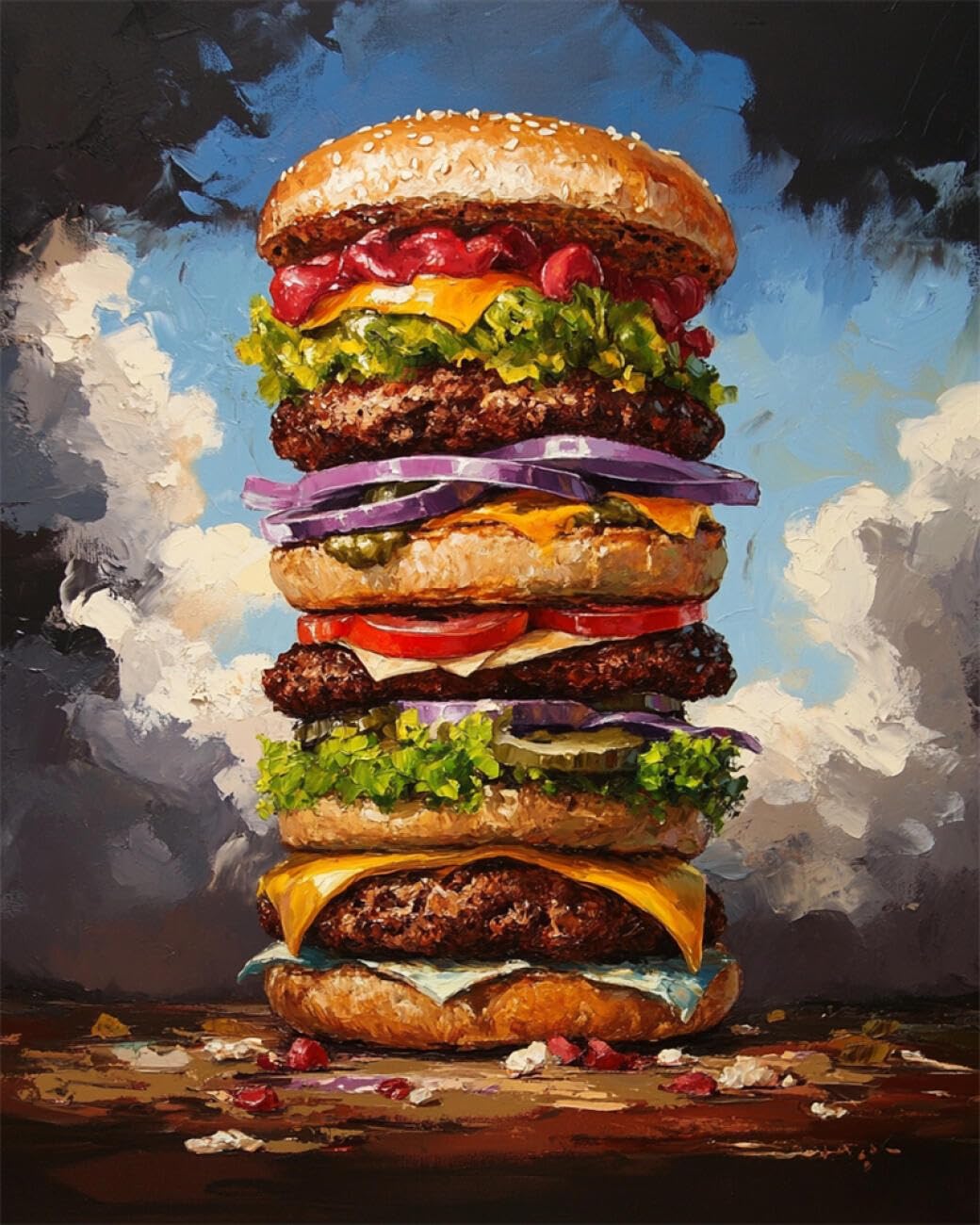 Rqwybcaxn Embroidery Beads Kit Cartoon Burger 40x50cm