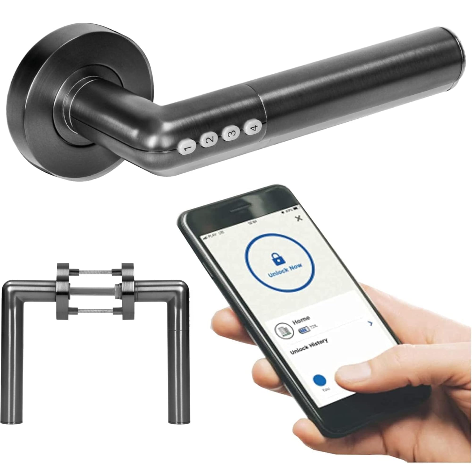 Inteligentny Zamek do Drzwi z otwieraniem za pomocą PIN lub Bluetooth 4.0 Smart IP44 (czarna)