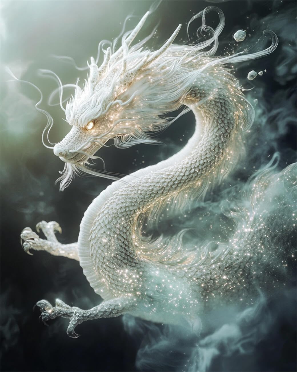 RKFLGEW DIY Bead Embroidery Kit Fantasy Dragon 50x70cm