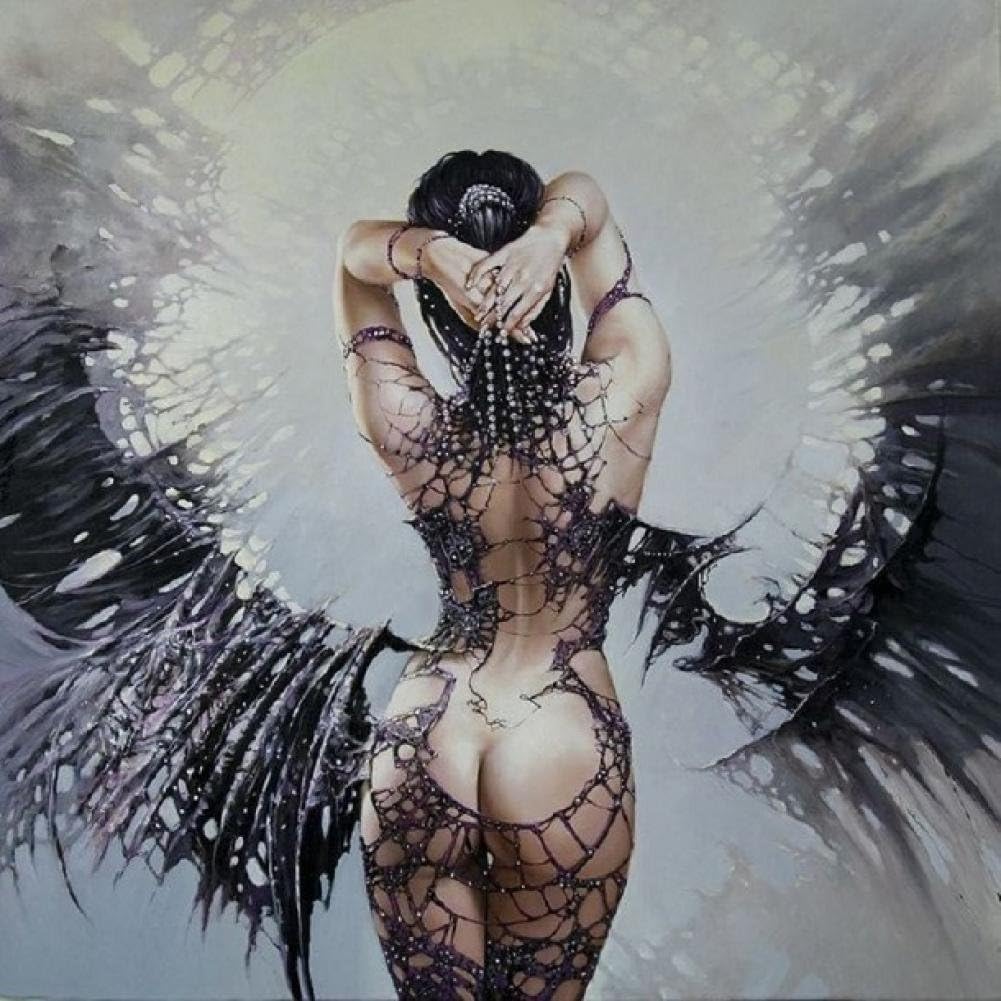 Loving Pop Printed Black White Sexy Beauty Angel Oil Painting On Canvas Wall Art Pictures For Home Or Salon Decorations Unique Gift 4040Cm