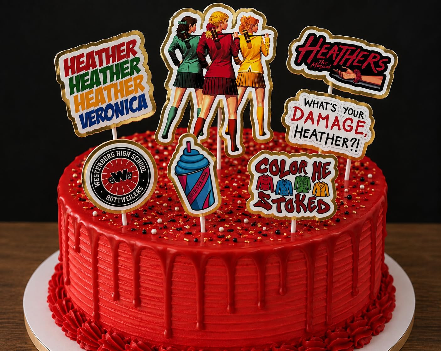 Heathers the Musical Card Cake Toppers