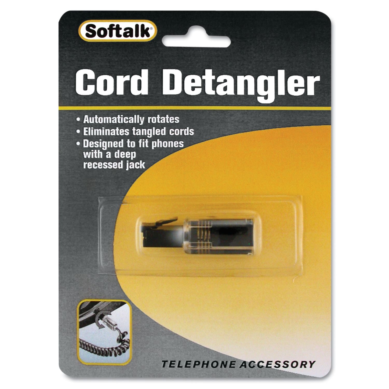 Softalk 21002 Rotating 360 Telephone Cord Detangler Clear/Black