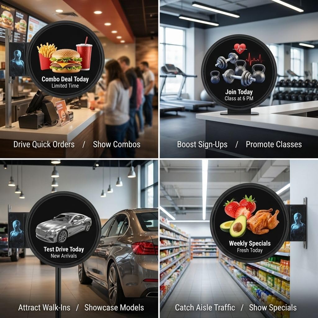 NAFLNE3D Hologram Fan With WiFi APP Control Holographic Display With High-Brightness LED, Adjustable Height, 1000-Video Library, Ideal For Trade Shows & Retai (BLACK, 18 Inches Double Sided)