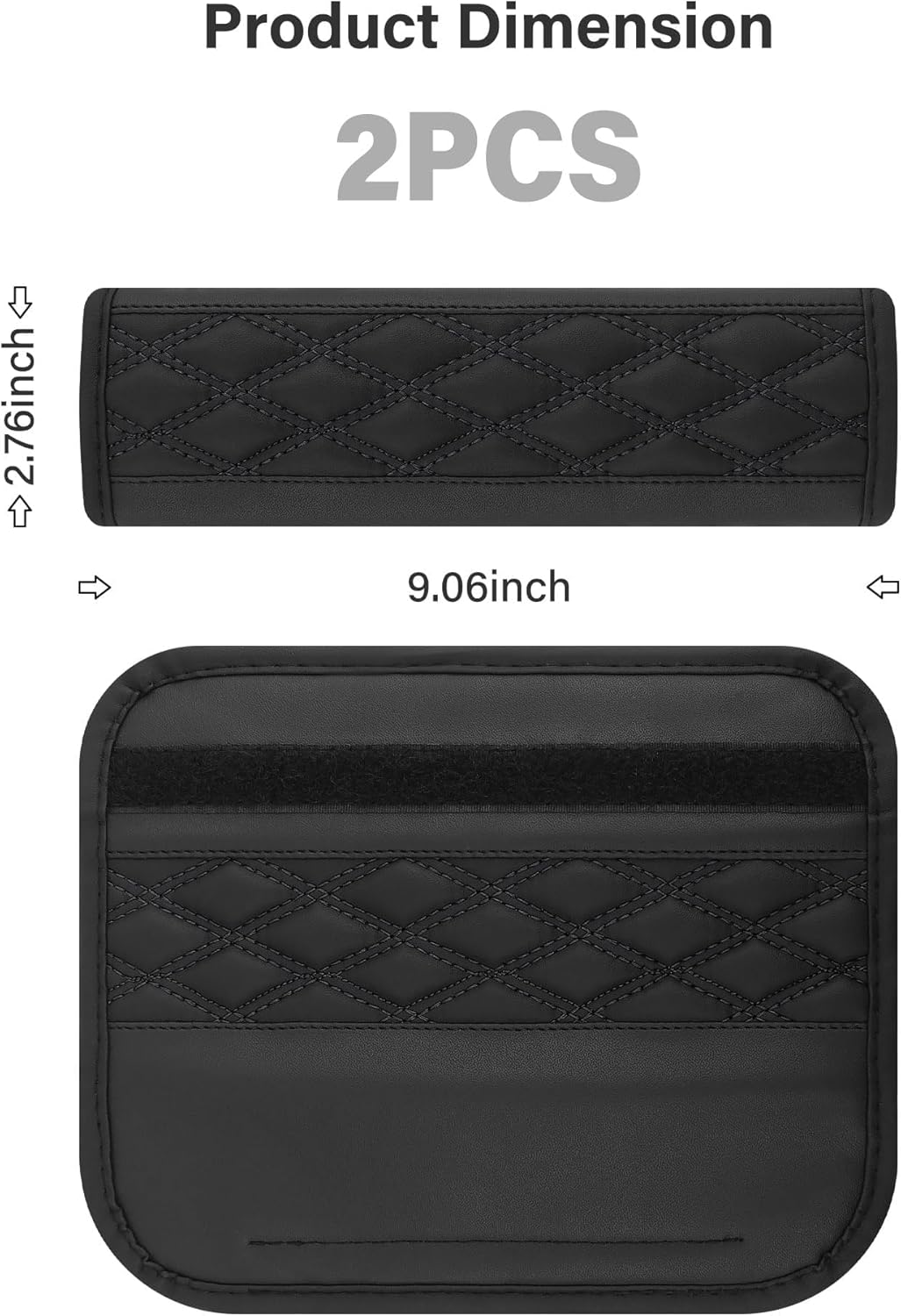2PCS Car Seat Belt Cover Pads,Leather Seatbelt Covers Protect Shoulder and Neck Car Accessories Interior,Universal Car Seat Strap Pads Car Decorations for Most Cars Trucks,Normal-Black