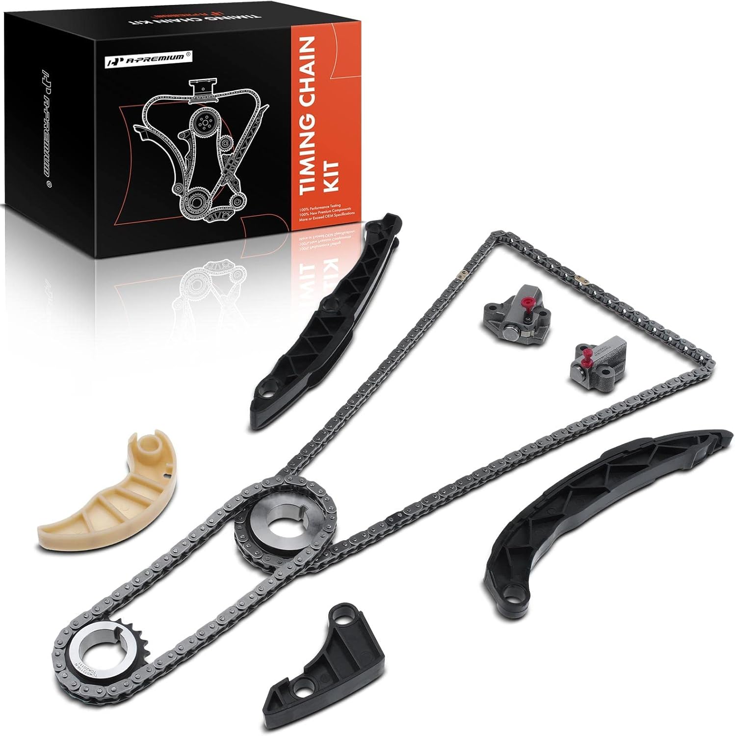 A-Premium 10PCS Engine Timing Chain Kit W/Sprocket & Tensioner & Guide Compatible with Hyundai & Kia Cars - Sonata 2011-2014, Optima 2011-2014 - DOHC 2.4L