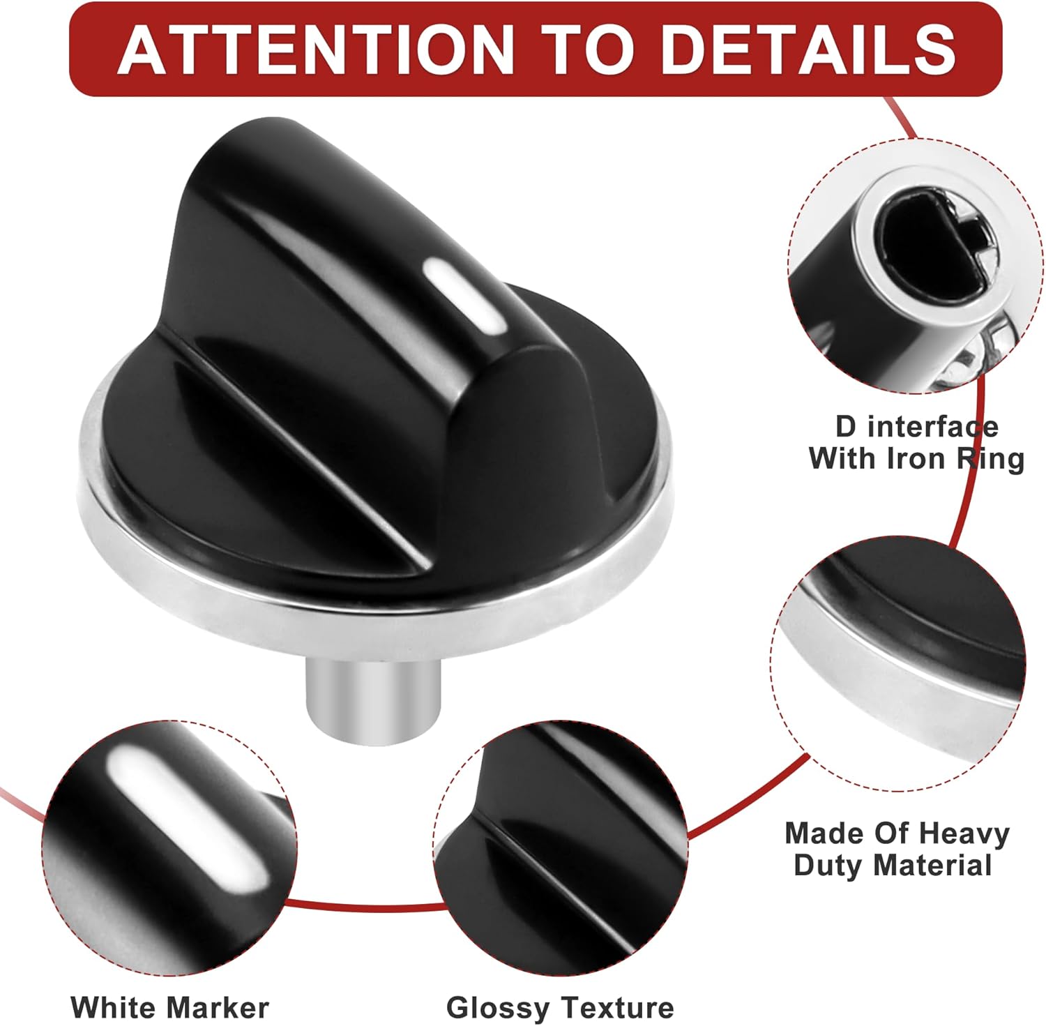 AMI PARTS 00650847 Knobs Cooktop Stove Knobs Fit for Bosch Stove Knob, Replace 00650847 650847 1999734 AH3480601 Range Oven Gas Stove Knob (5 pcs)