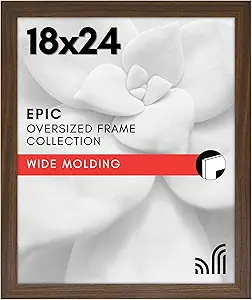 Americanflat 18x24 Poster Frame with Polished Plexiglass - Wide Picture Frames Made of Engineered Wood for Vertical or Horizontal Wall Display - Epic Collection - Mahogany