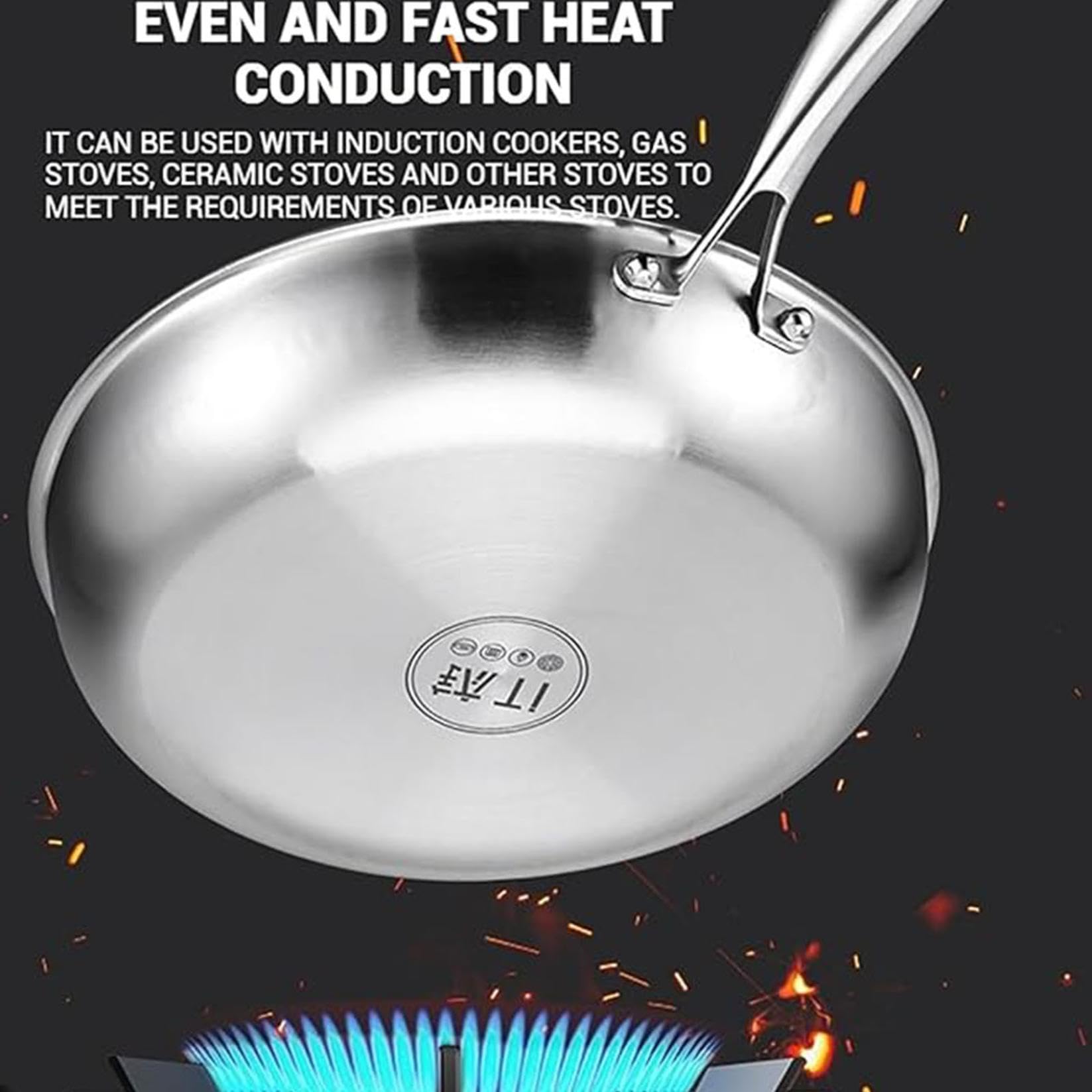 Generico Padella titanio con spatola, wok antiaderente martellato in titanio Nutrition per cucinare, non rivestita, padella Pro induzione, per cucina e campeggio (Senza Copertura, 28cm)
