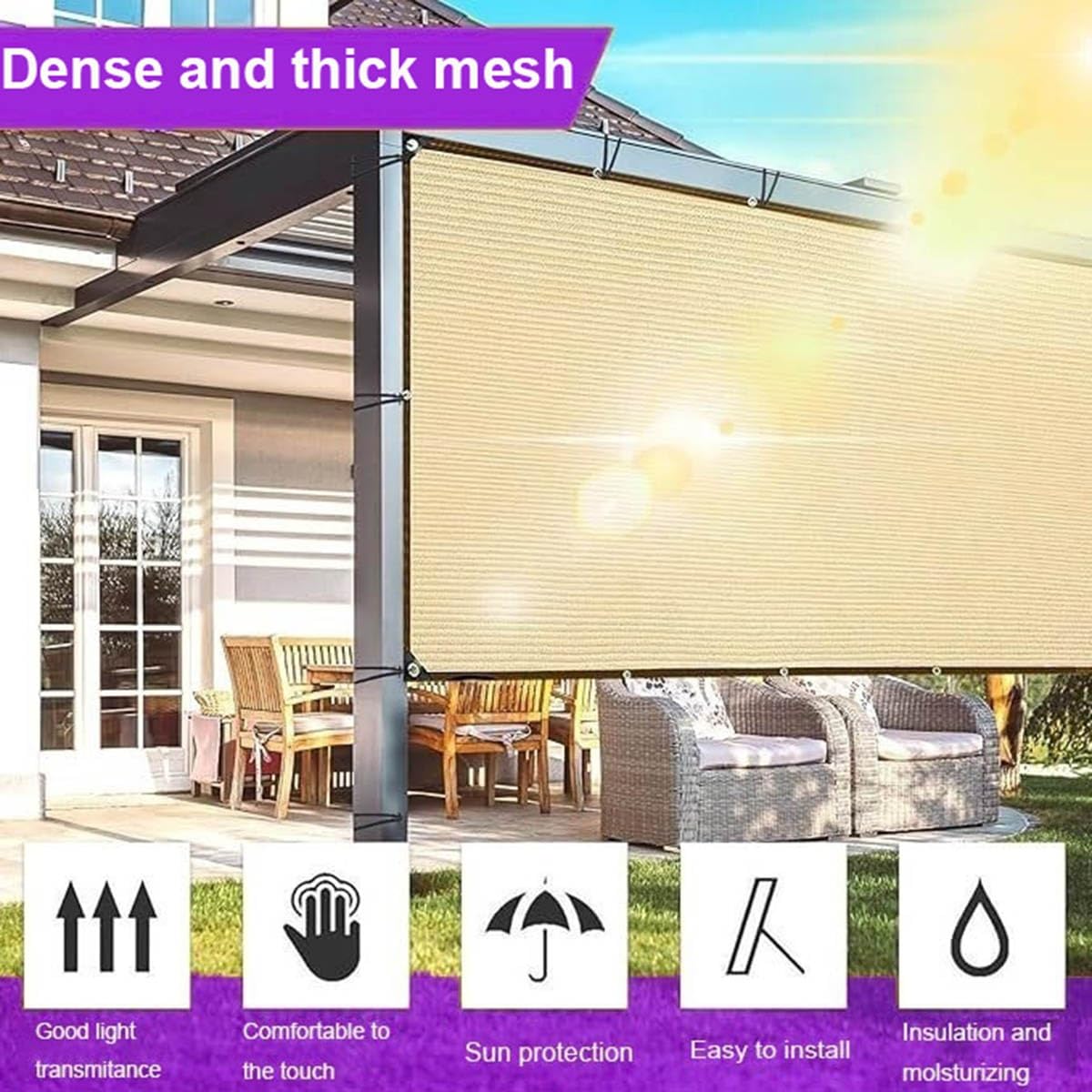 Malla de sombreo Resistente a los Rayos UV con Ojales para invernaderos, Jardines y Uso Exterior. Disponible en 2x2 m, 2x4 m, 3x5 m y 3x6 m Plantas, graneros y caset
