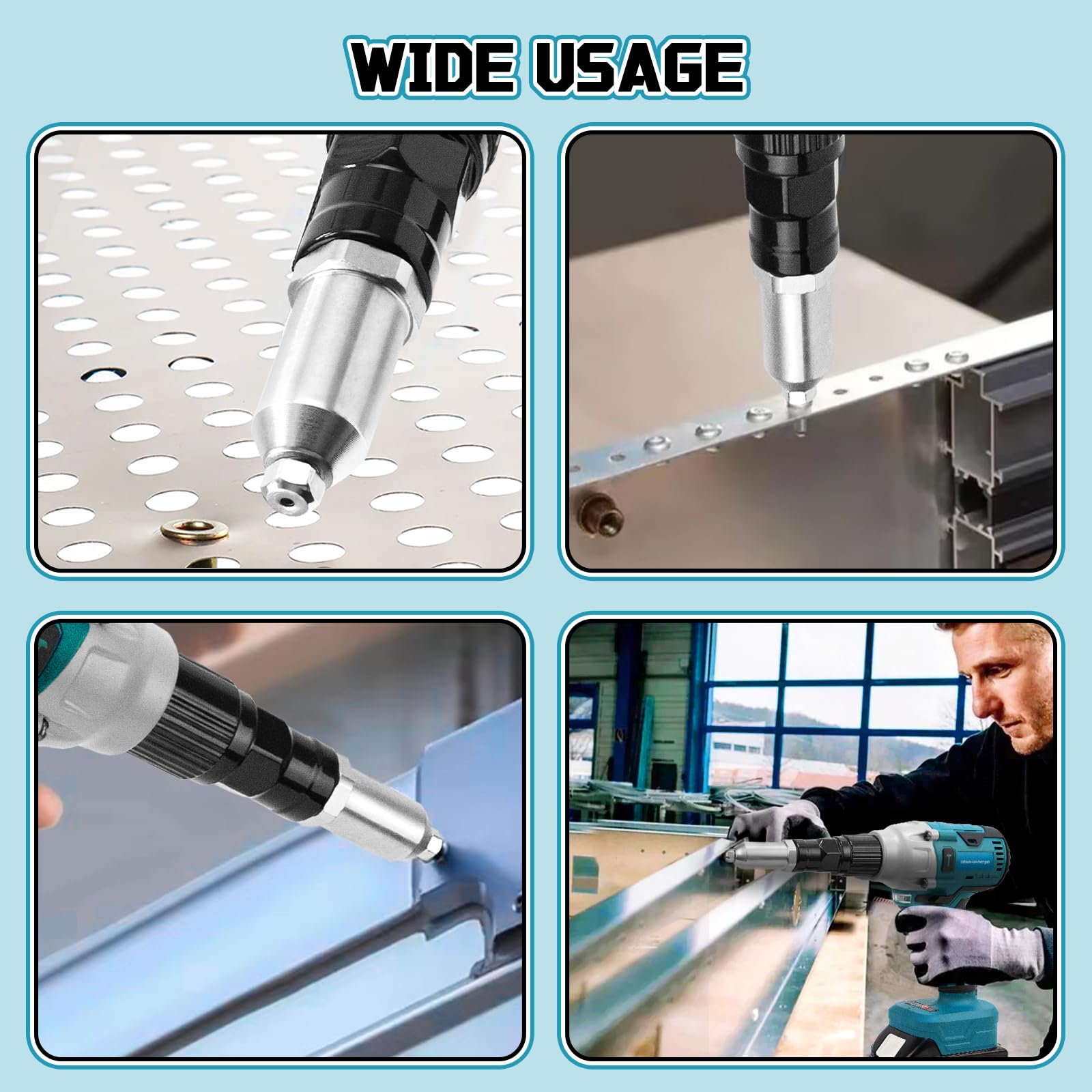 Pince à riveter sans fil Compatible avec Makita 18V batterie, Outil de rivetage électrique sans balai avec lumière LED pour rivets aveugles 2.4-5.0 mm (Sans Batterie)