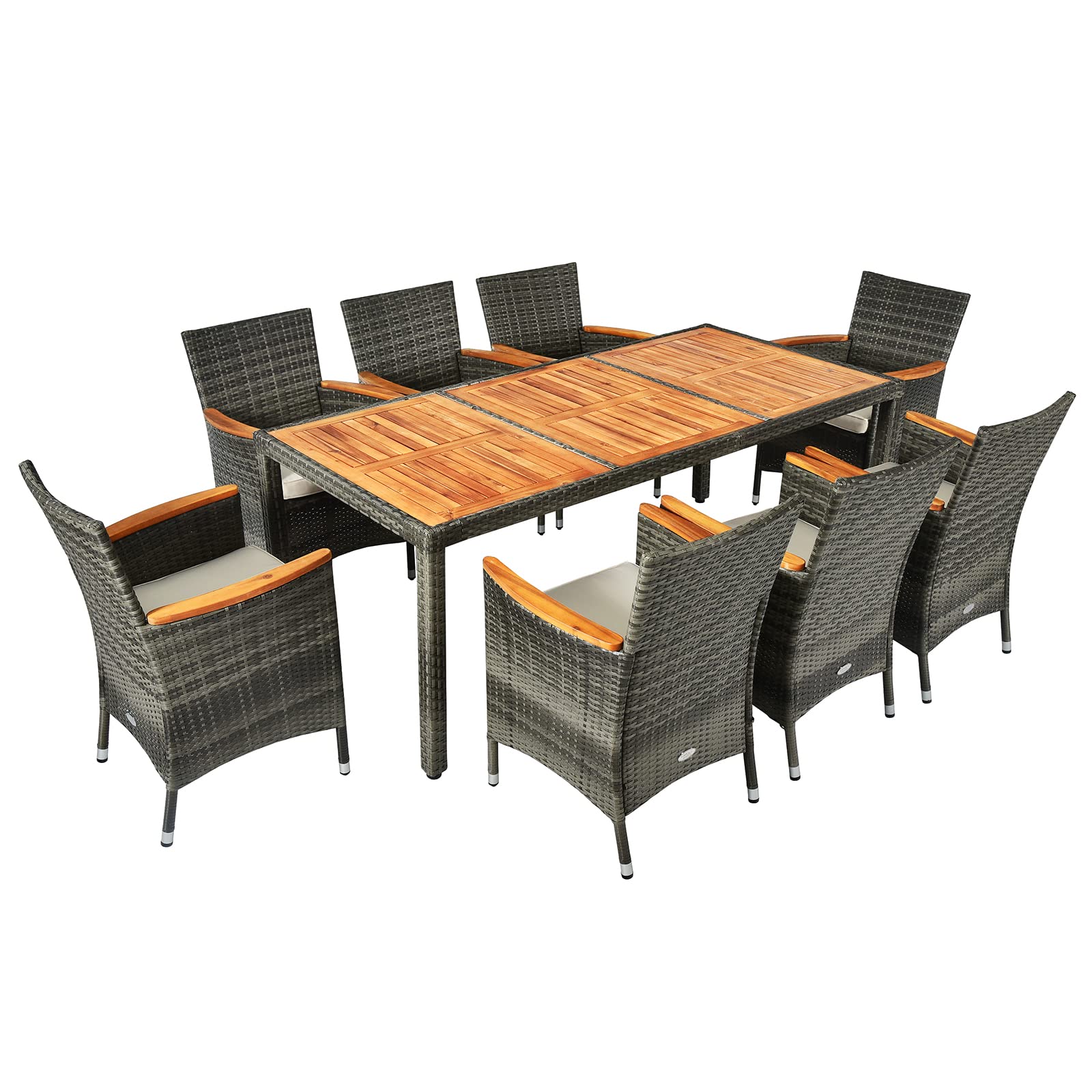 GIANTEX Rattan Gartenmöbel Set, Sitzgruppe Garten Lounge 8 Stühle mit Tisch, Rattan Lounge Möbel Outdoor, Terrassenmöbel Balkonmöbel Set für 8 Personen, Gartengarnitur Sitzgarnitur Garten Essgruppe