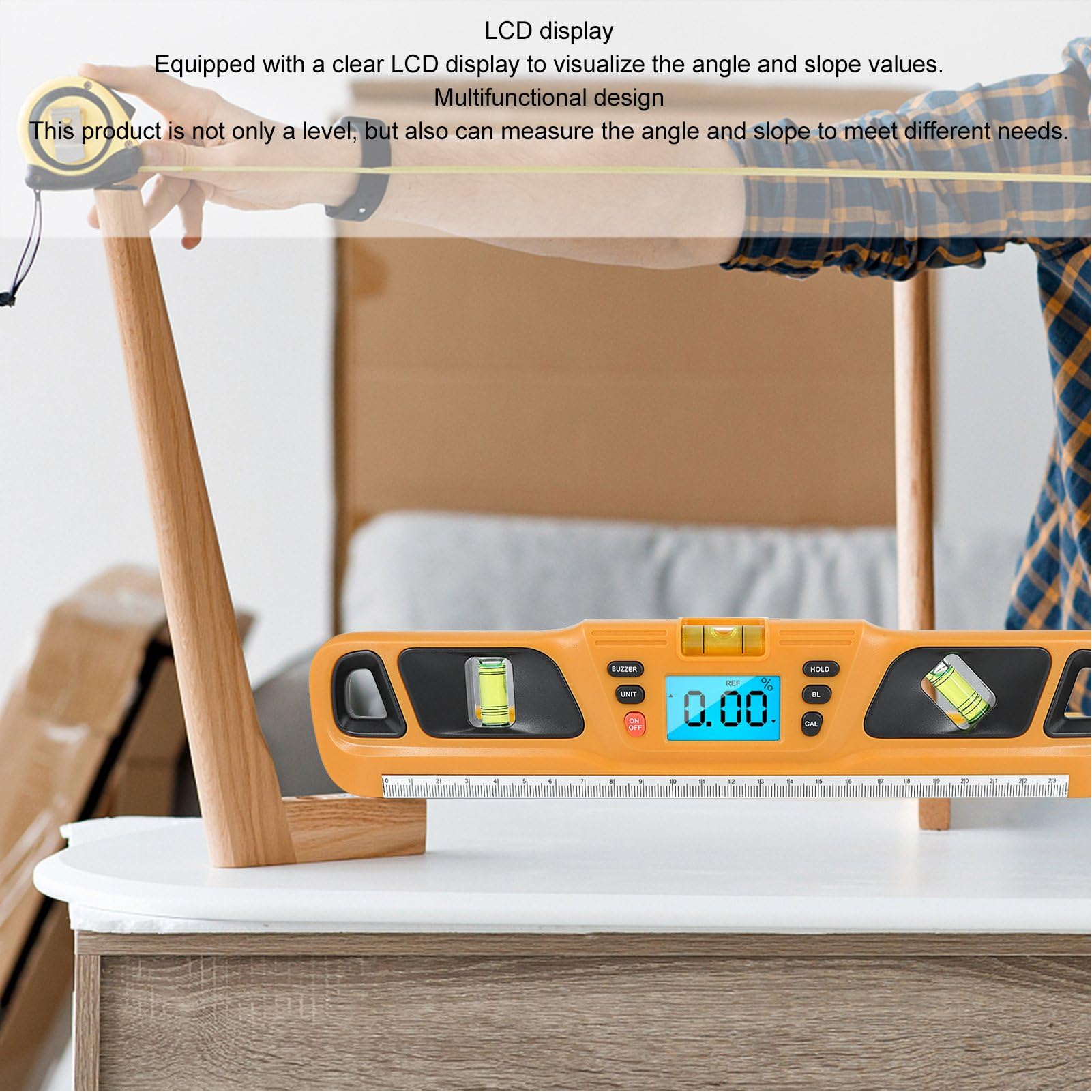POENVFPO Nivel Digital, Pantalla LCD, Nivel Electrónico Multifuncional y Transportador para Ángulos y Pendientes, Renovación del Hogar, Proyectos de Carpintería