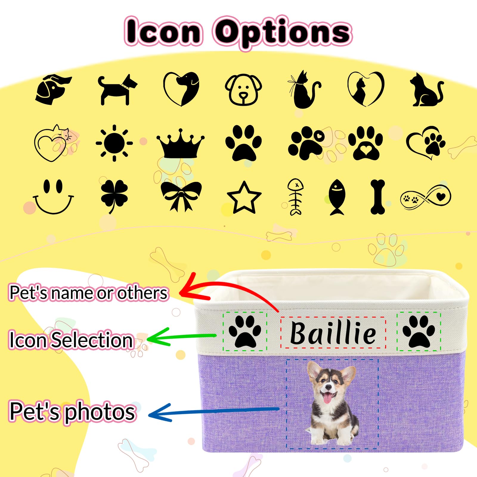 Personalizzato Portaoggetti per Cani con Foto e Nome Marrone