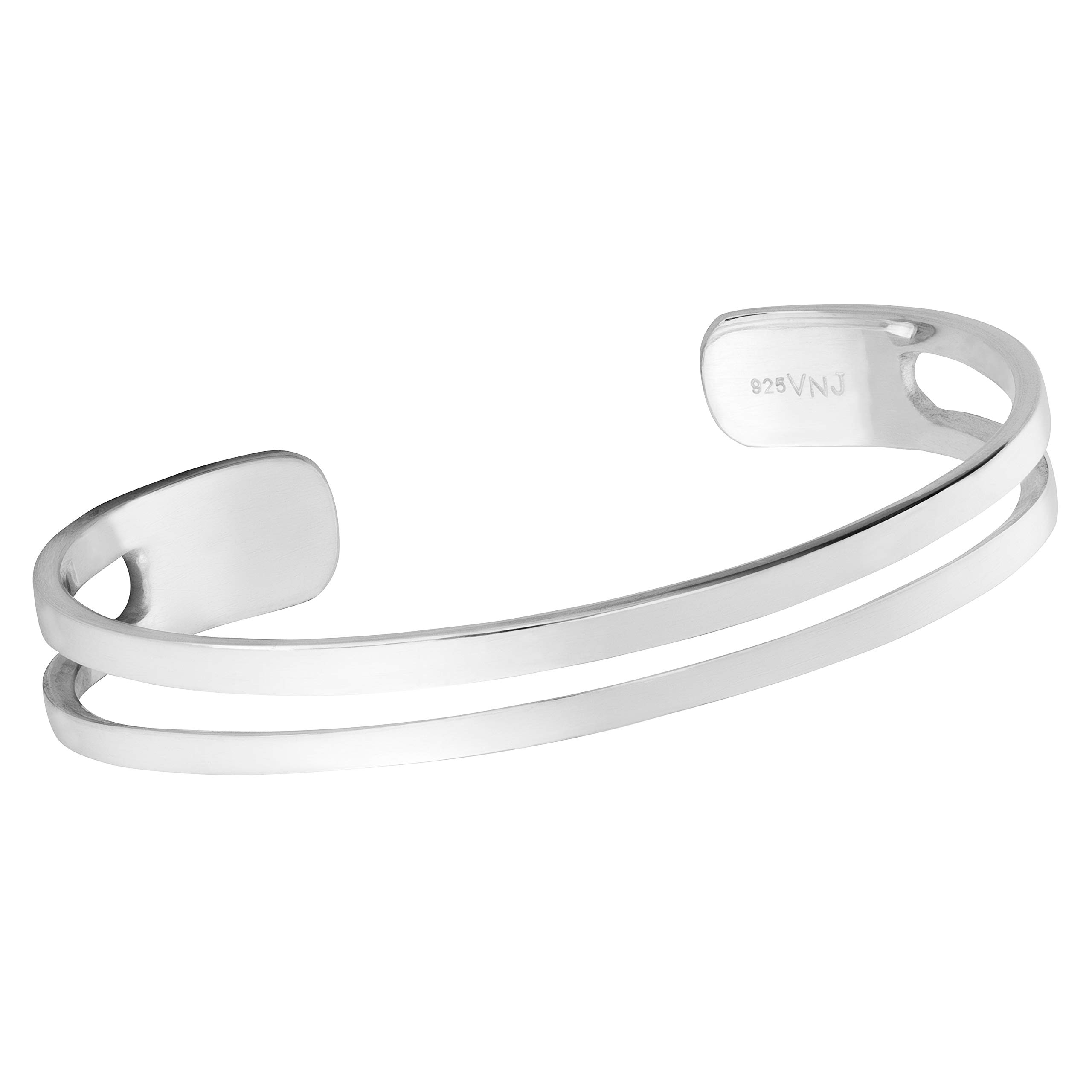 Treasure Bay Impresionante pulsera de plata de ley 925 maciza para mujer, talla única, Plata de ley, Sin piedra