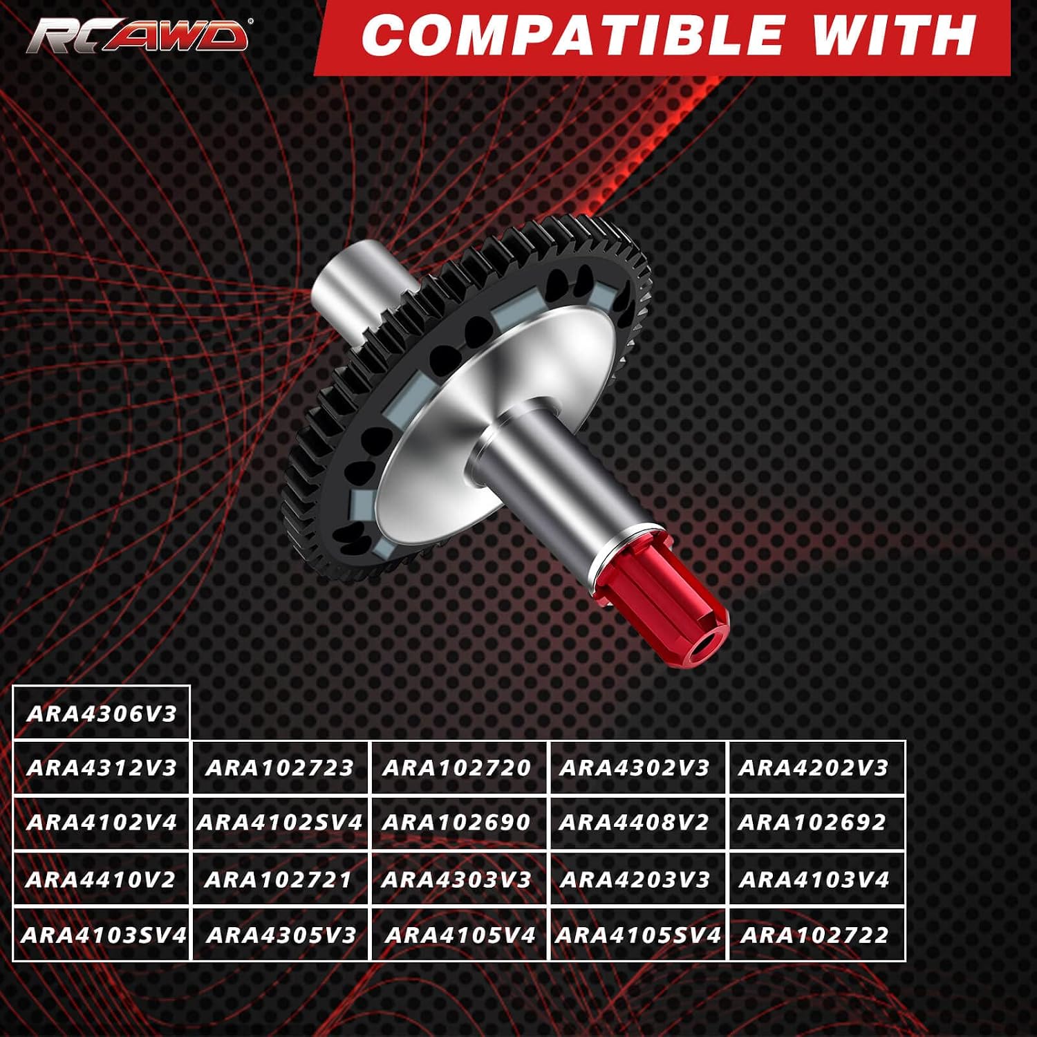 RCAWD 45# Steel 57T Slipper Set gear for 1/10 Arrma Senton Vorteks 3s BLX & 1/8 Typhon 3s BLX Upgrade Parts #ARA310948 (Red) - Image 4
