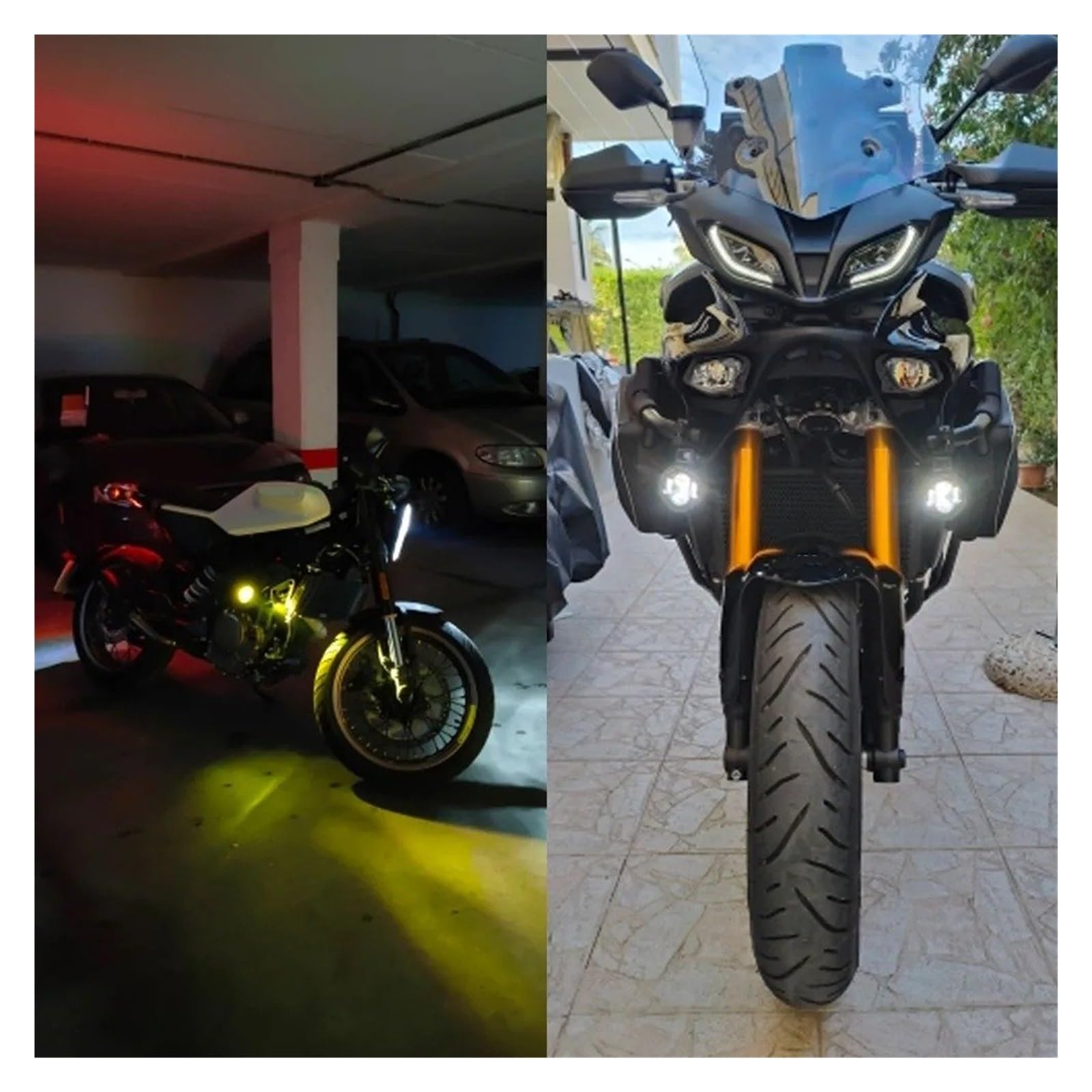 Phare Moto Paire Phares Antibrouillard pour Moto 100 W Feux Brouillard Auxiliaires À LED Phares Avant Bicolores Phares